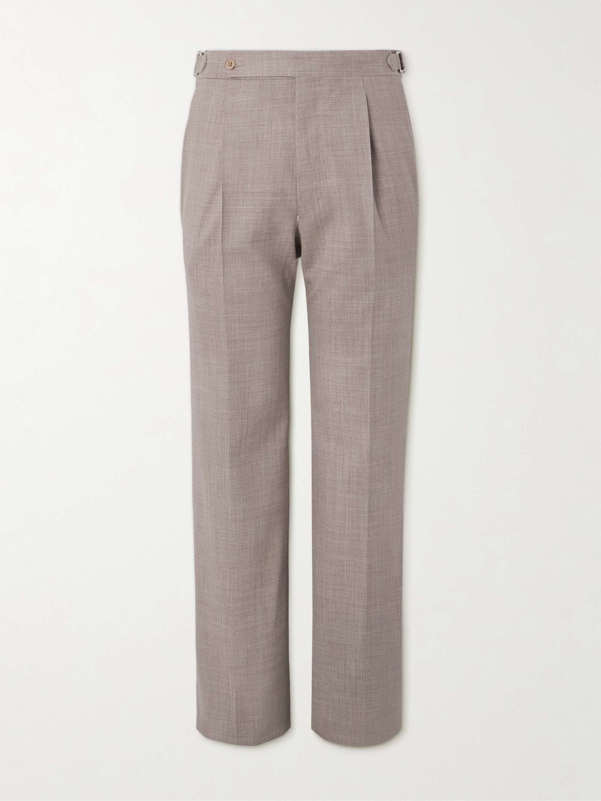 Wide-Leg Pleated Wool Suit Trousers view