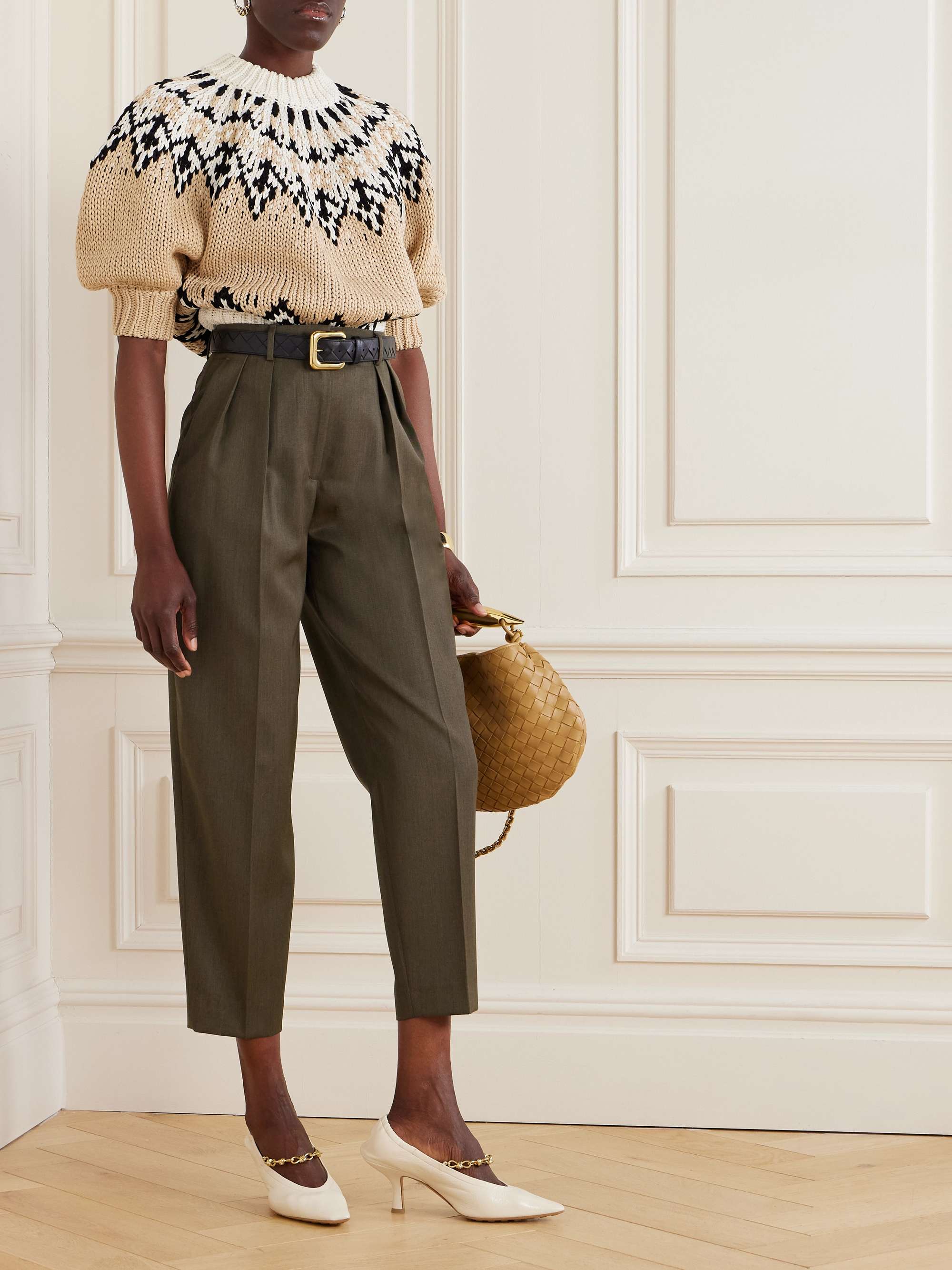 Emmett pleated wool tapered pants view