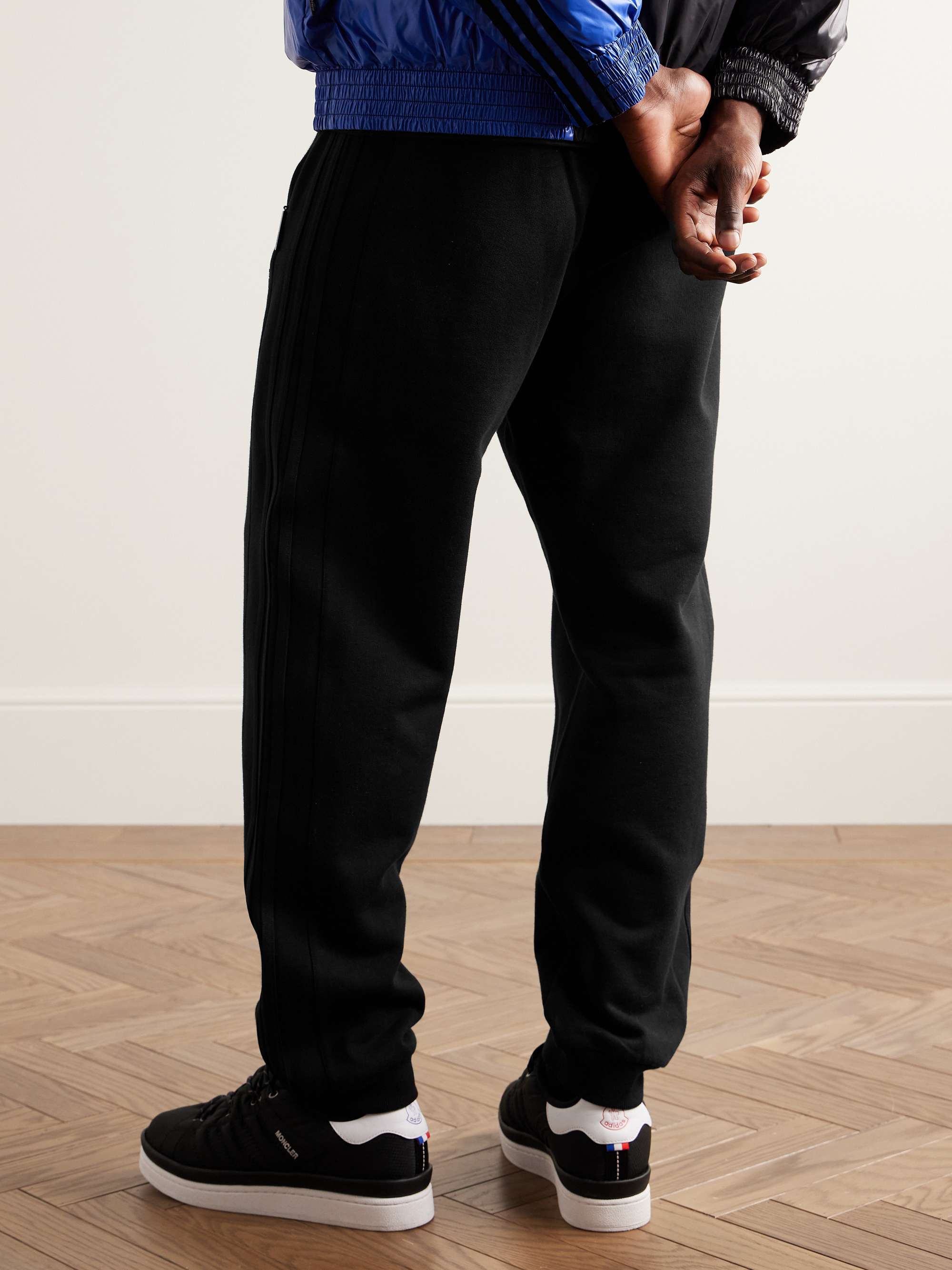 + adidas Originals Tapered Shell-Trimmed Cotton-Jersey Sweatpants view