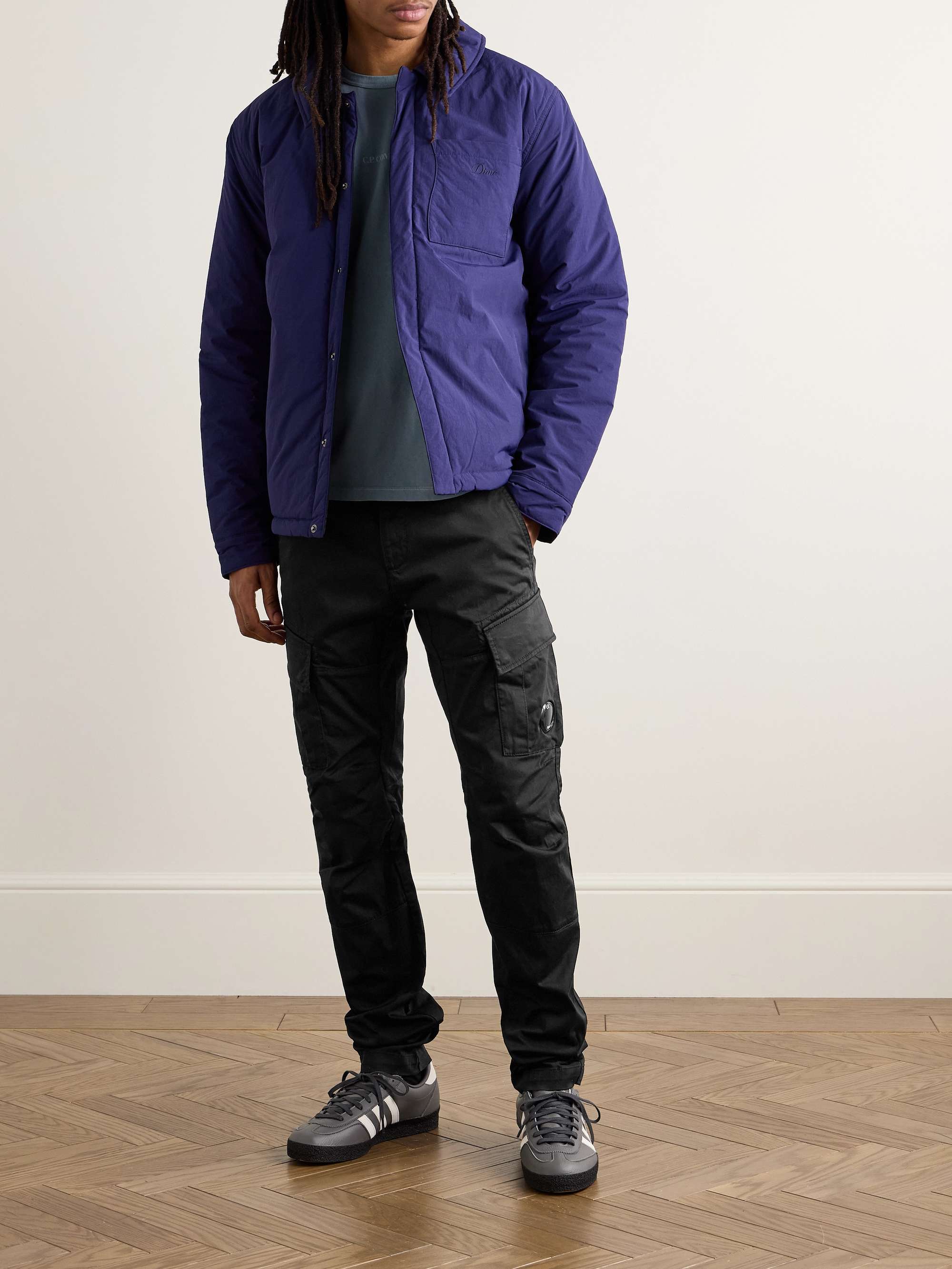 Slim-Fit Tapered Logo-Appliquéd Stretch-Cotton Sateen Cargo Trousers view