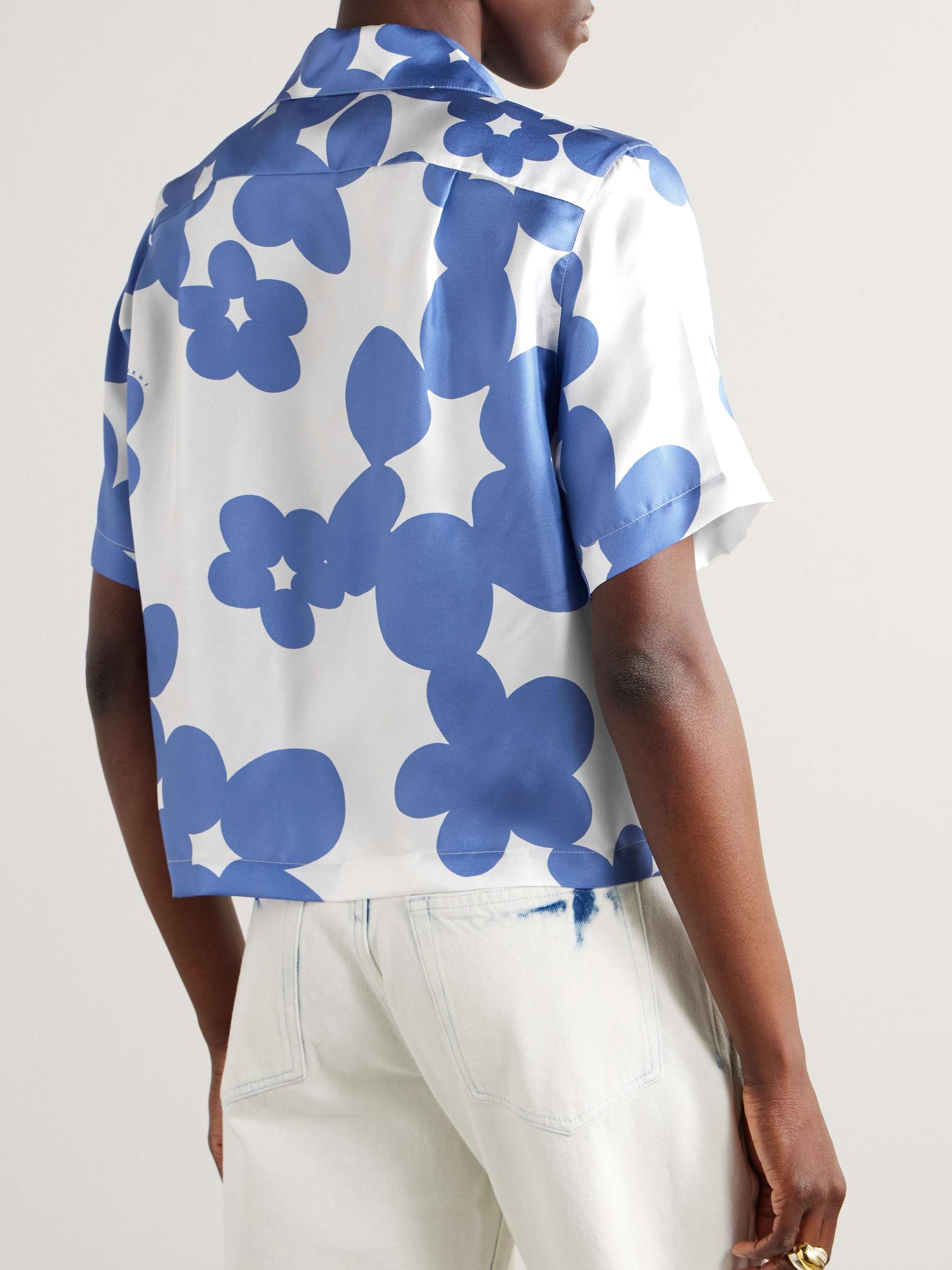 Floral-print silk-twill shirt view
