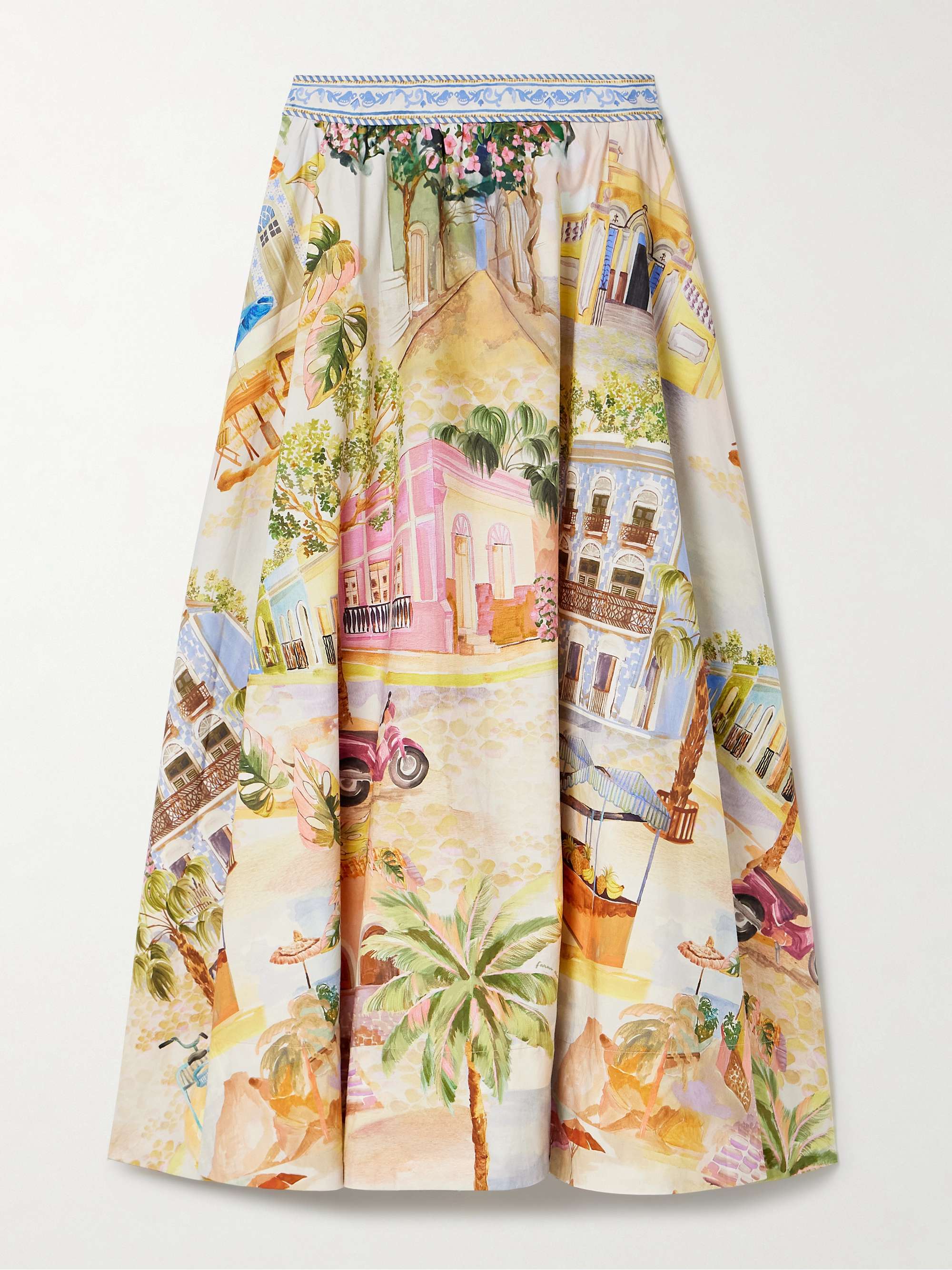 Printed organic cotton-poplin midi skirt view
