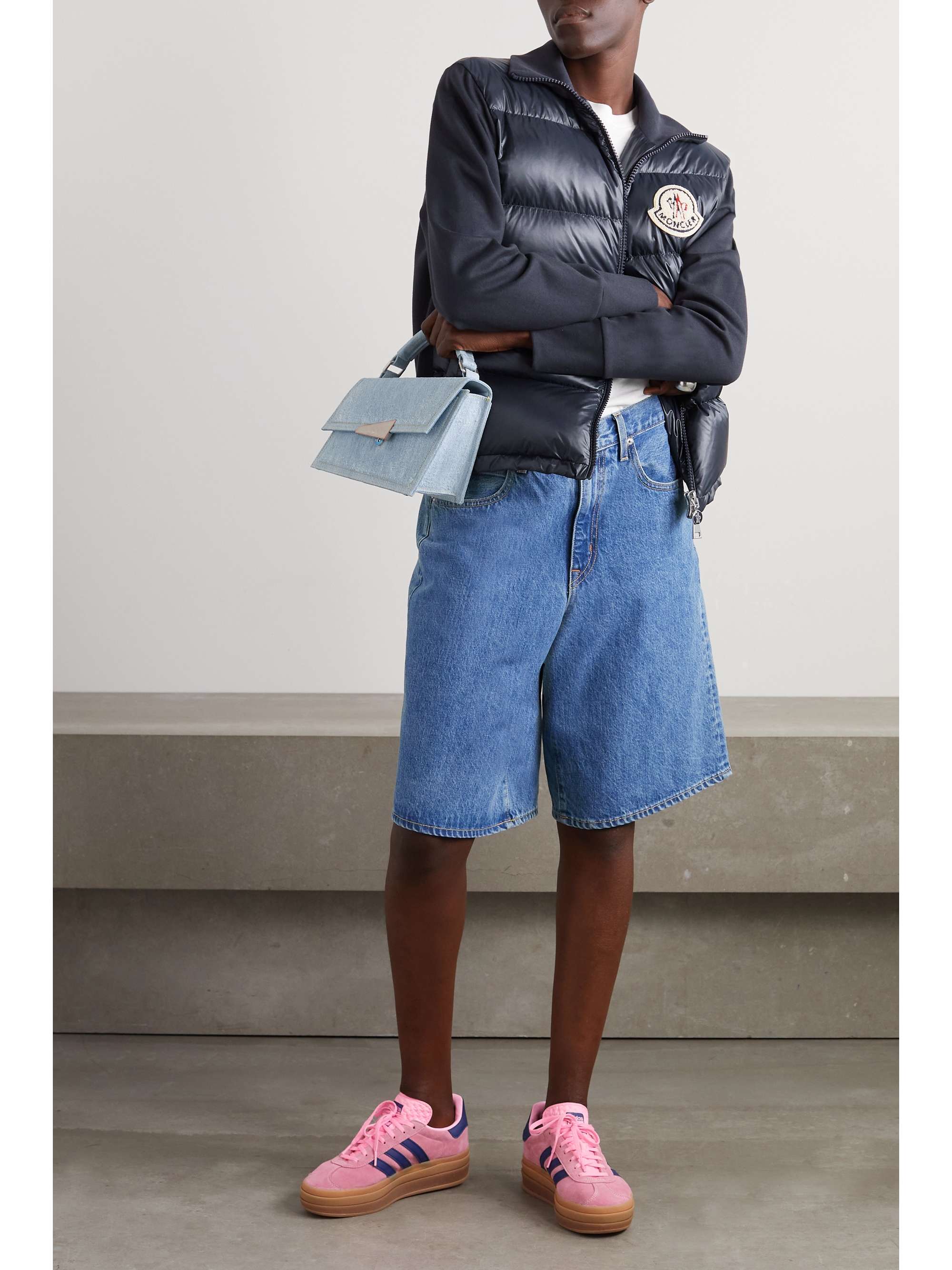 Appliquéd cotton-blend jersey and quilted shell down jacket view
