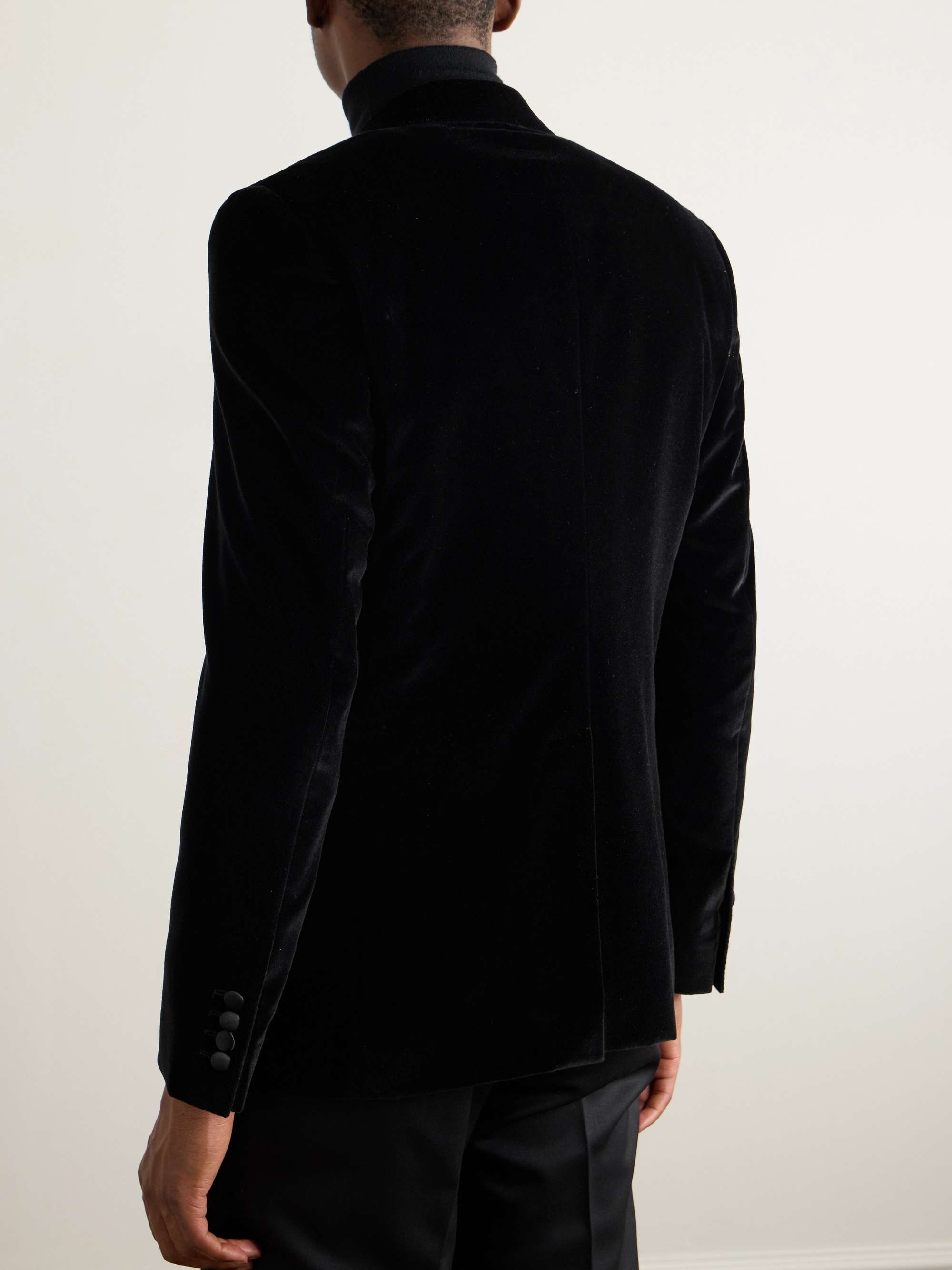 Silk-Trimmed Cotton-Blend Velvet Tuxedo Jacket view