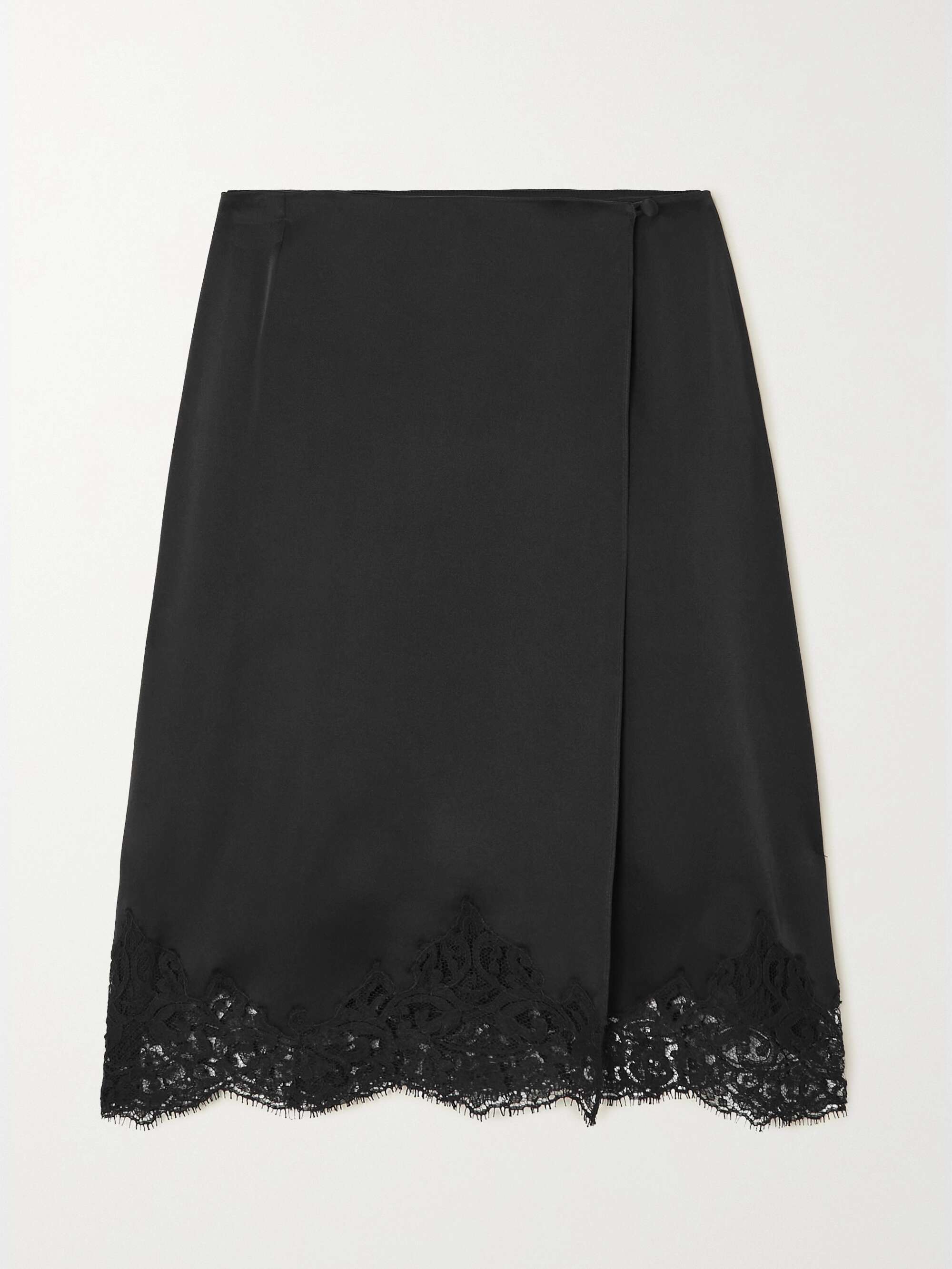 + NET SUSTAIN lace-trimmed satin skirt view