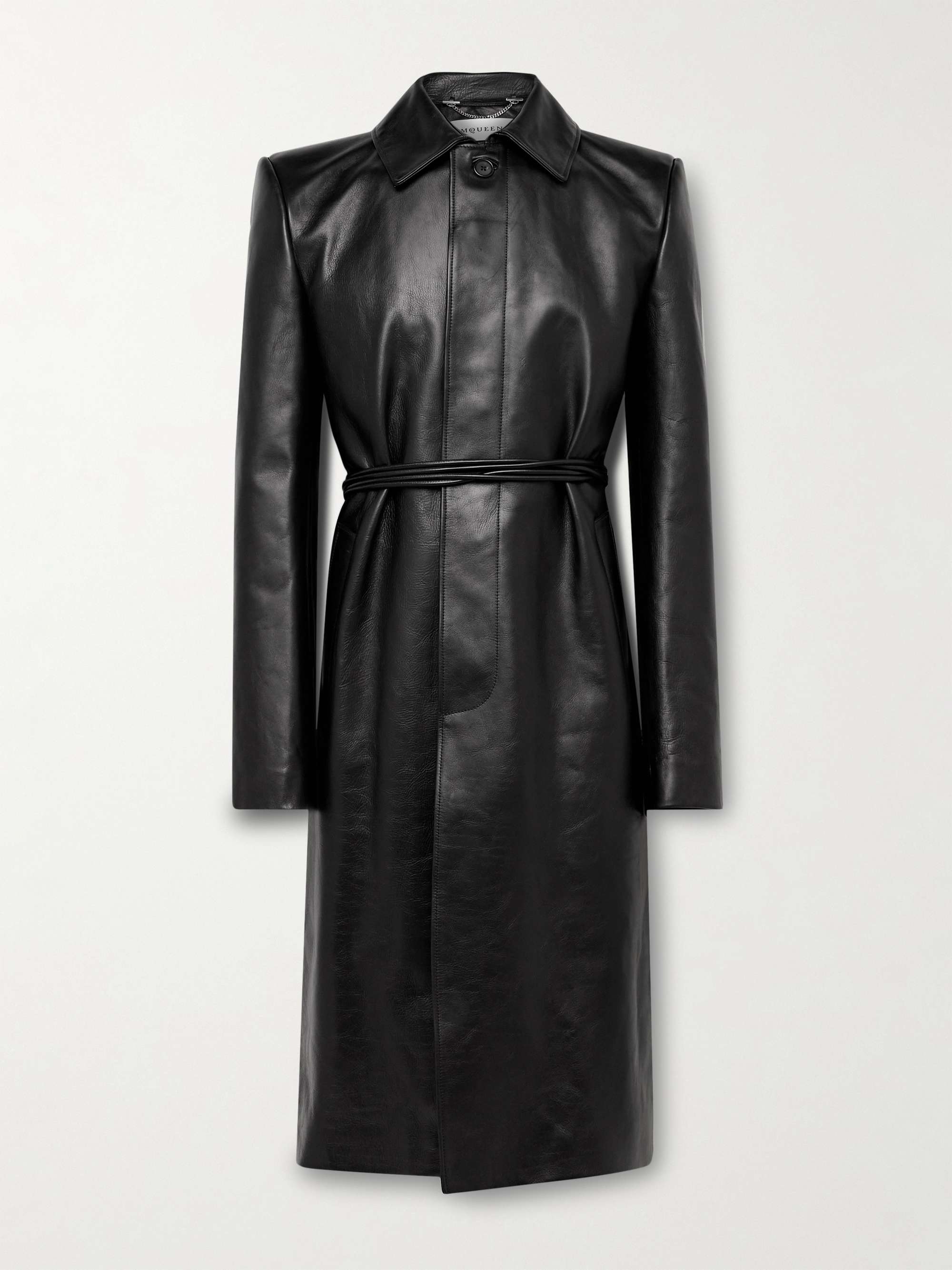 Belted Leather Coat view