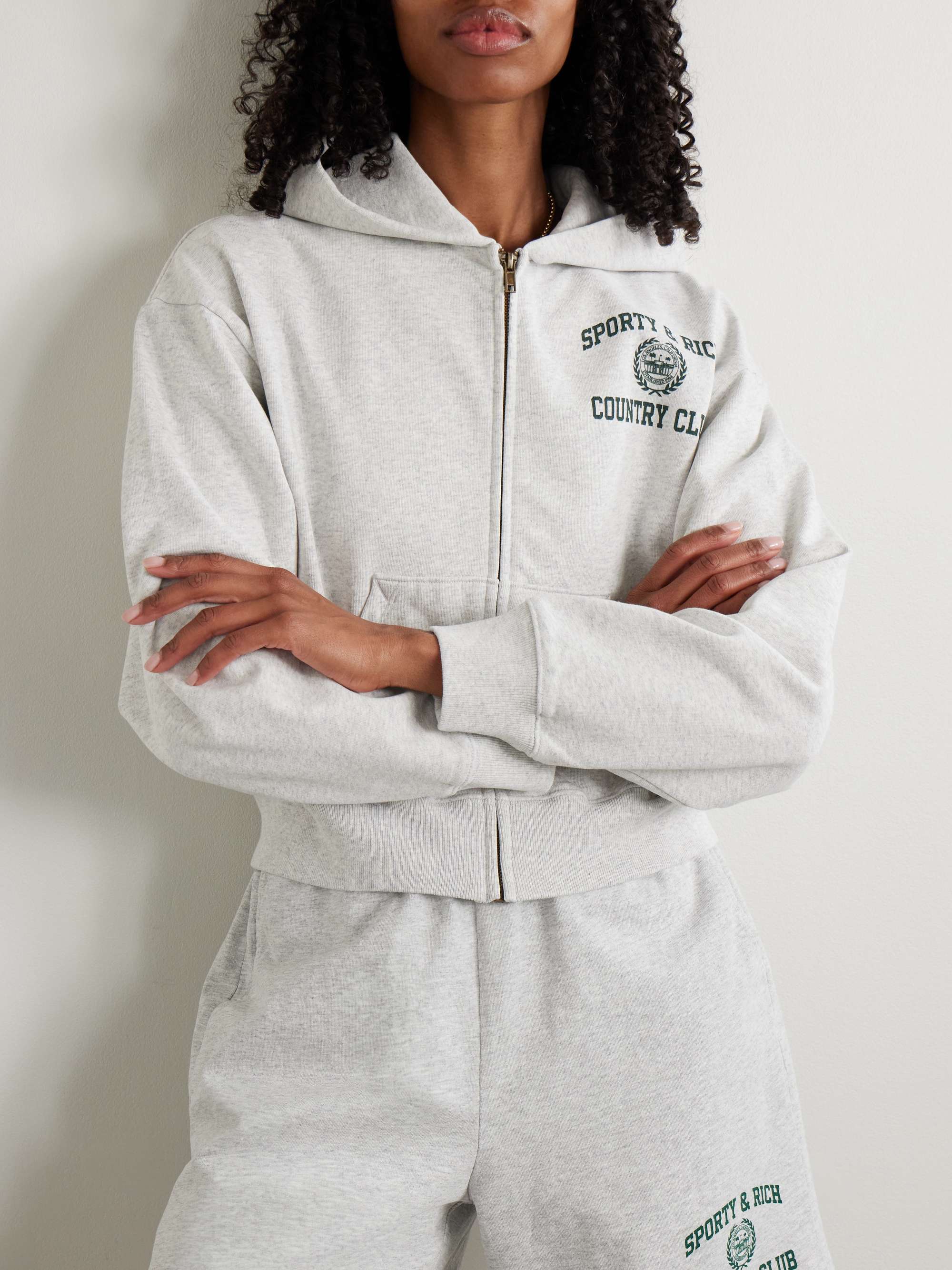 Varsity Crest printed cotton-jersey hoodie view