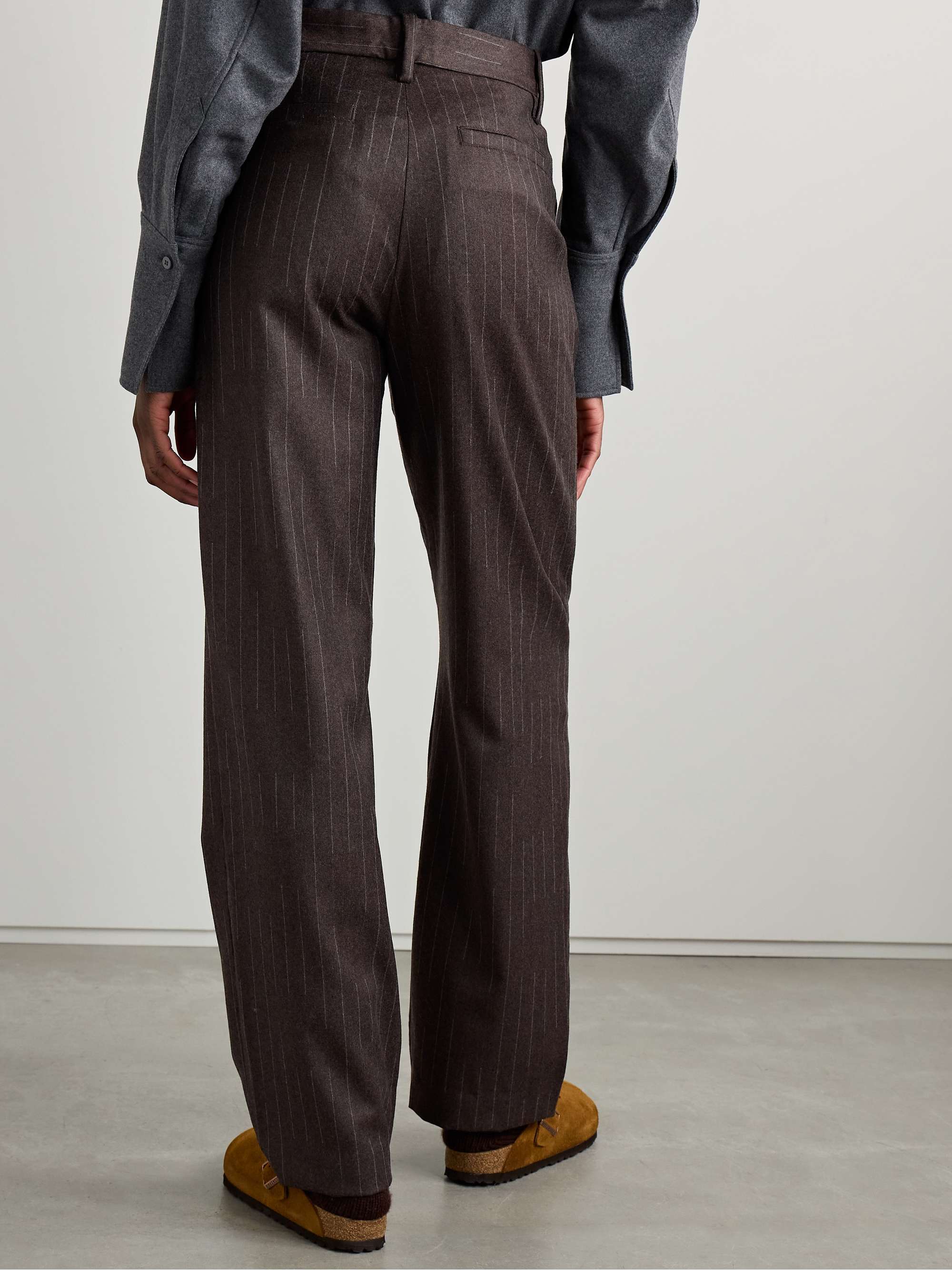 Pinstriped wool and cashmere-blend straight-leg pants view