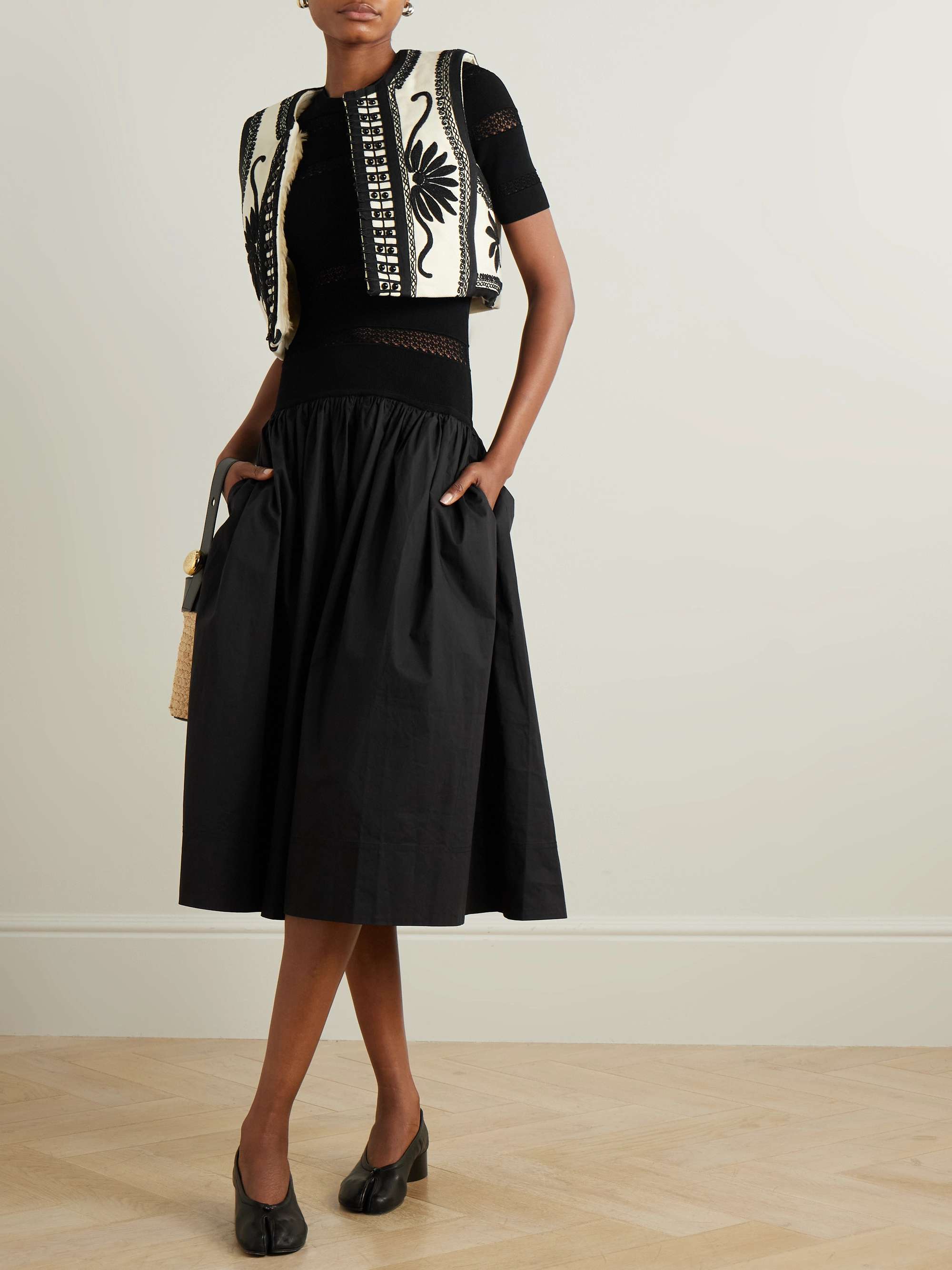 Ambrose cropped bead-embellished embroidered cotton-canvas vest view