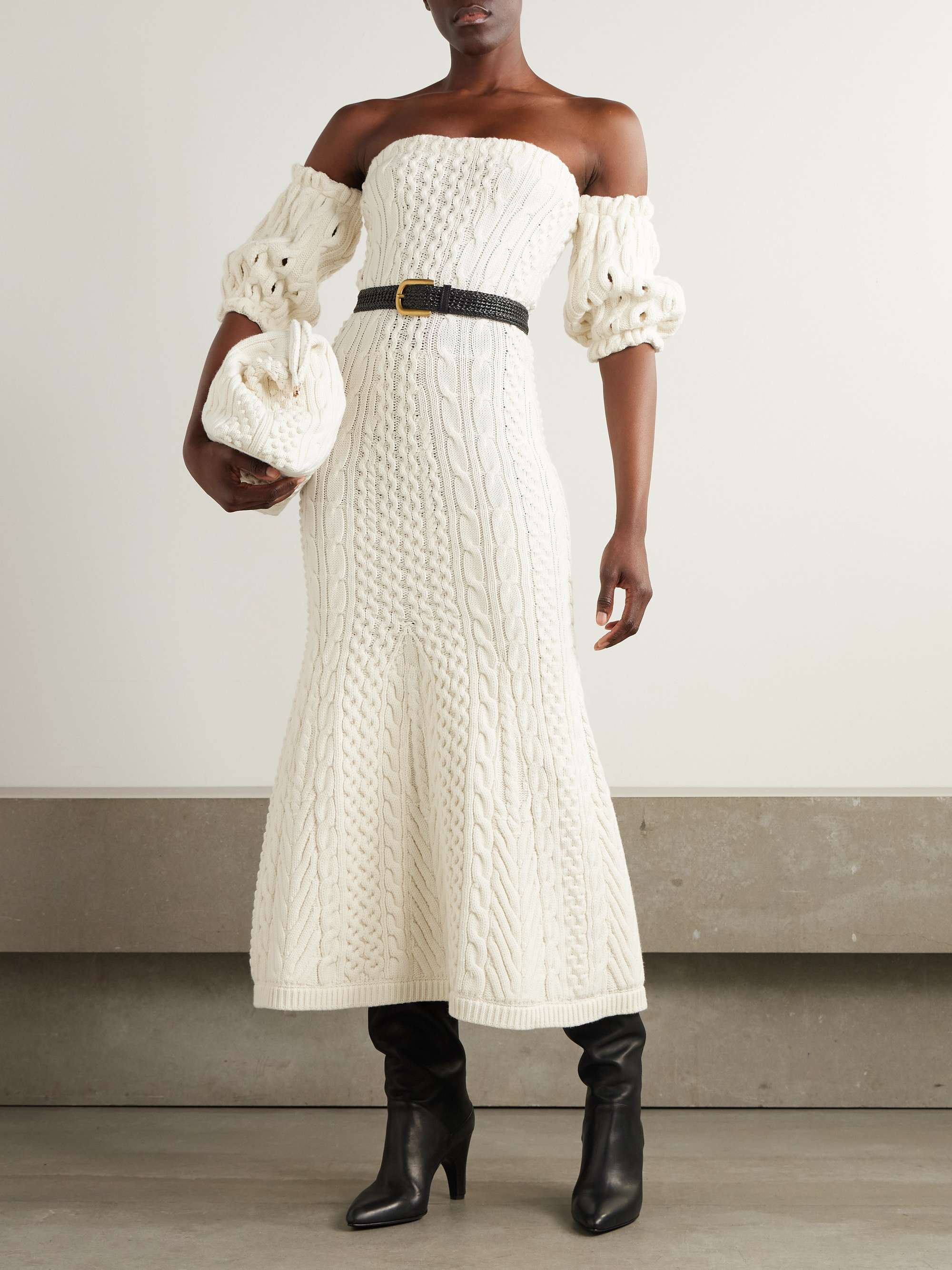 Alastor off-the-shoulder cable-knit wool and cashmere-blend maxi dress view