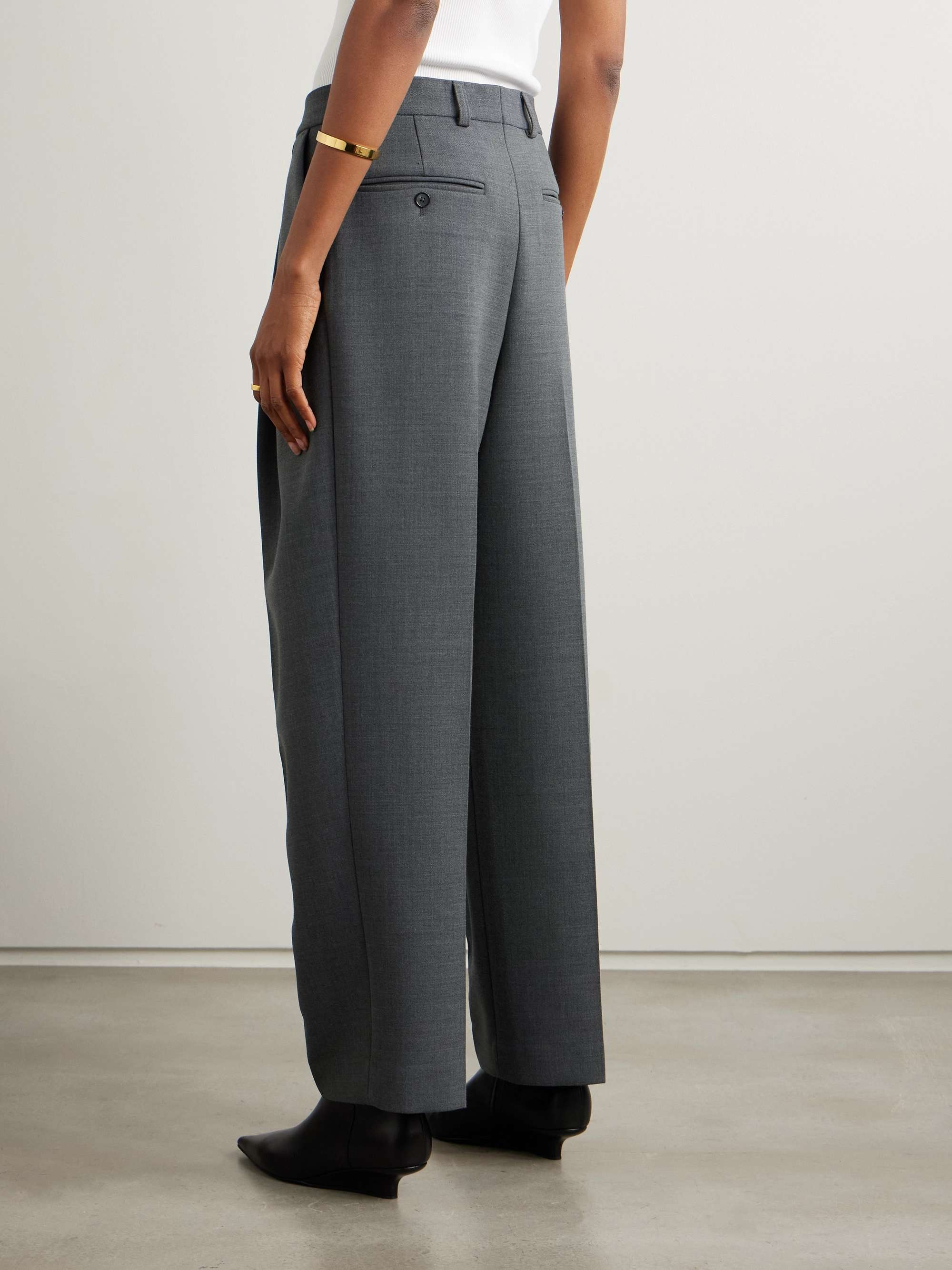 Pleated recycled-twill straight-leg pants view
