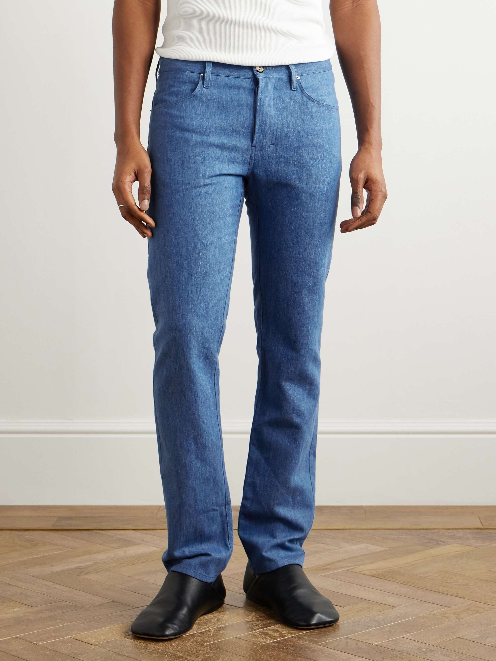 Slim-Fit Cotton and Linen-Blend Trousers view