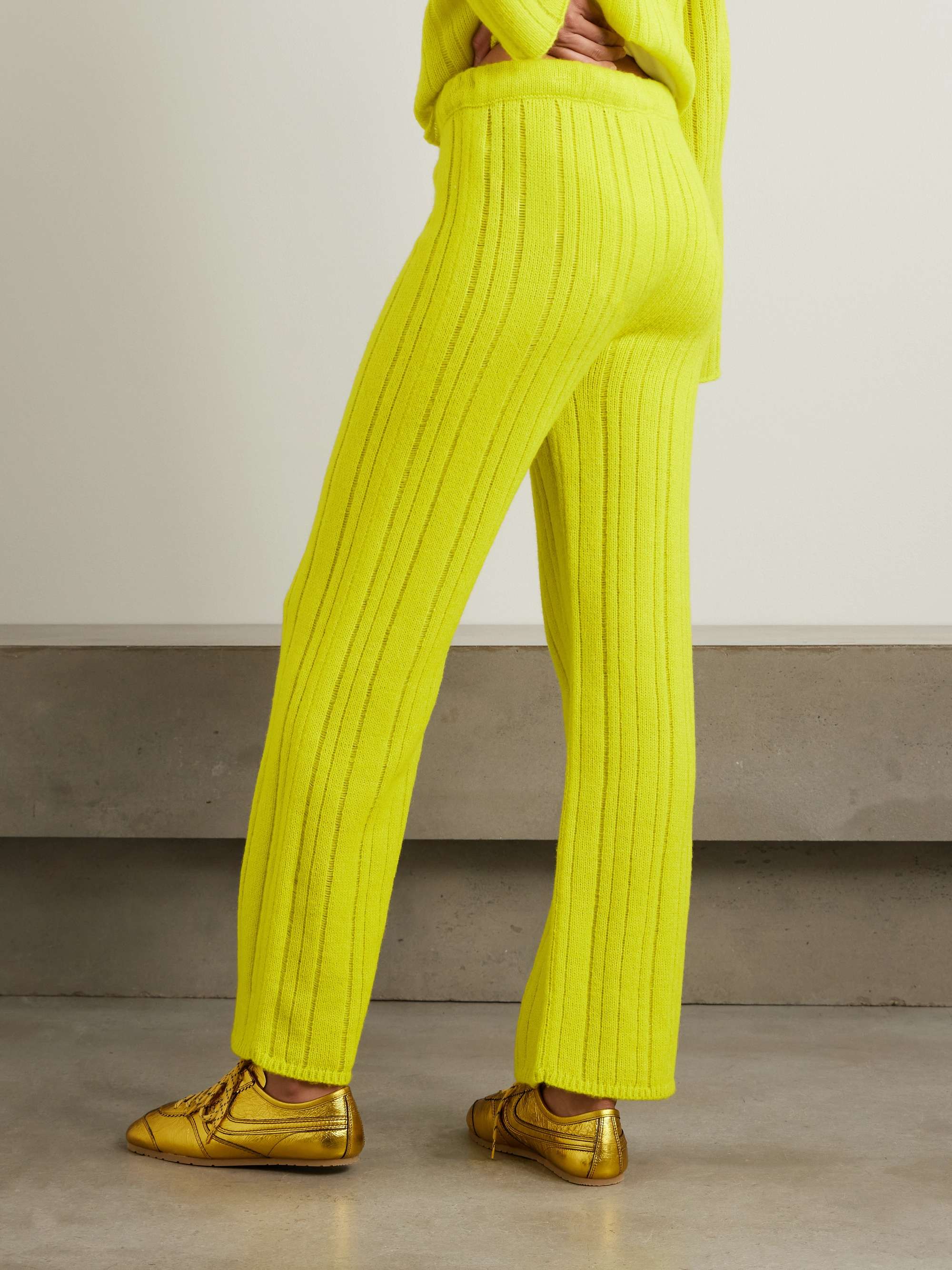 Drop Needle ribbed cashmere and cotton-blend wide-leg pants view