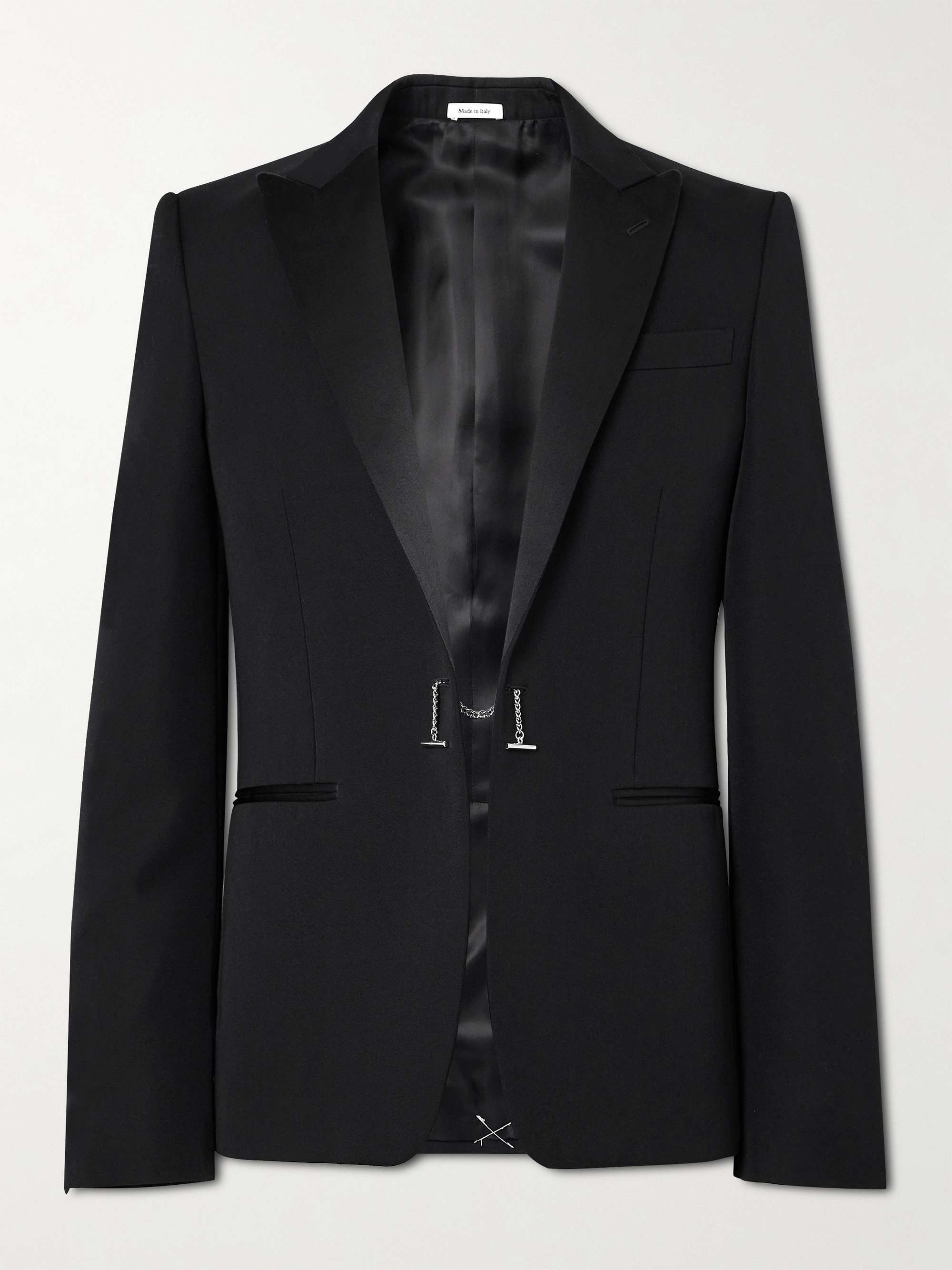 Slim-Fit Silk-Trimmed Grain de Poudre Wool Blazer view