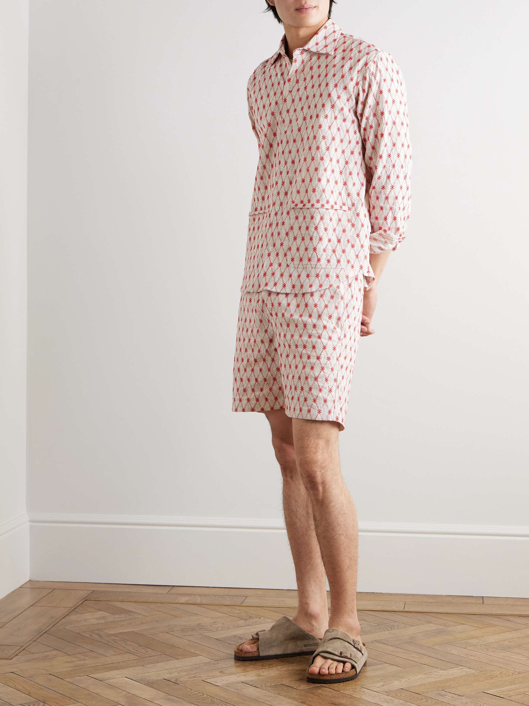Barkley Embroidered Cotton and Linen-Blend Jacquard Shirt view