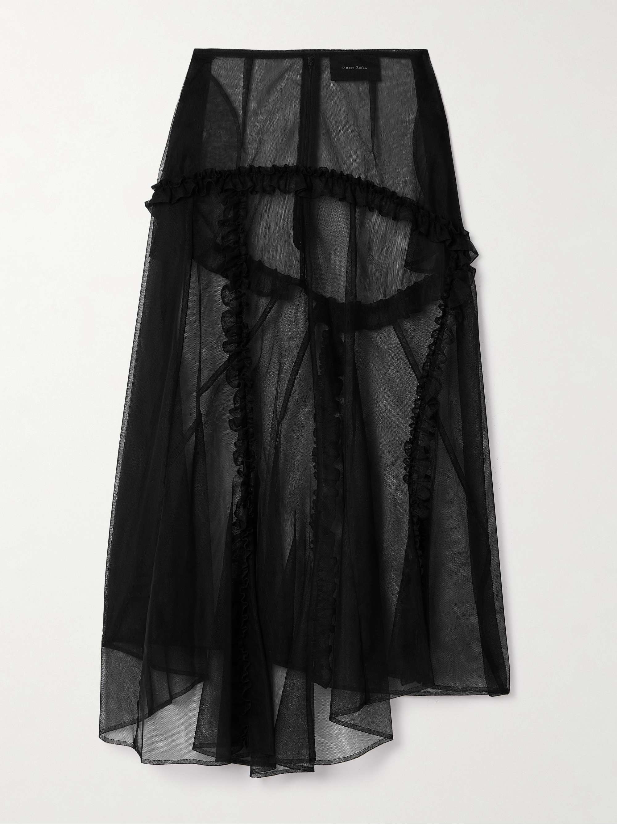 Ruffled tulle midi skirt view