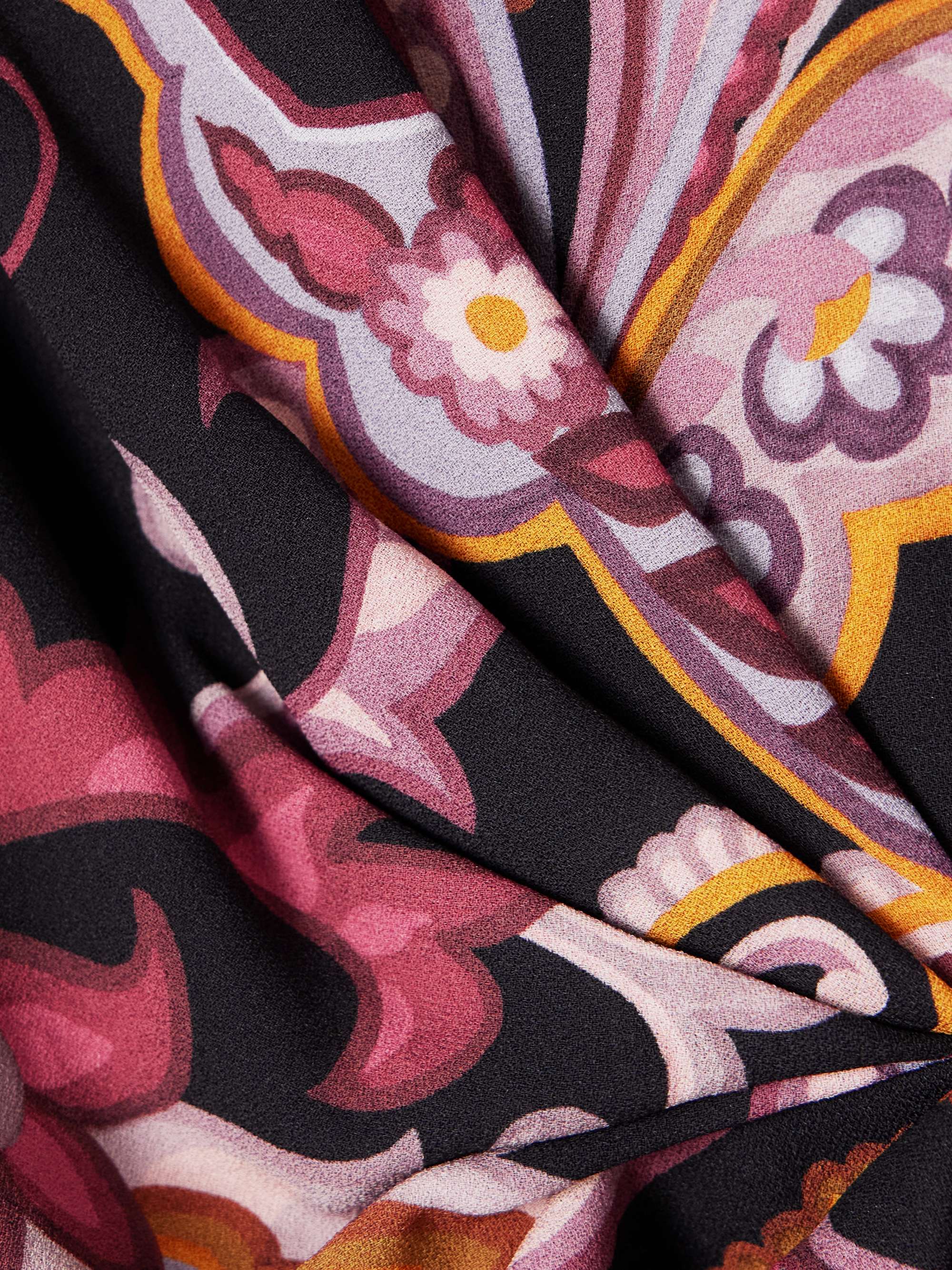 Gathered printed crepe de chine maxi dress view
