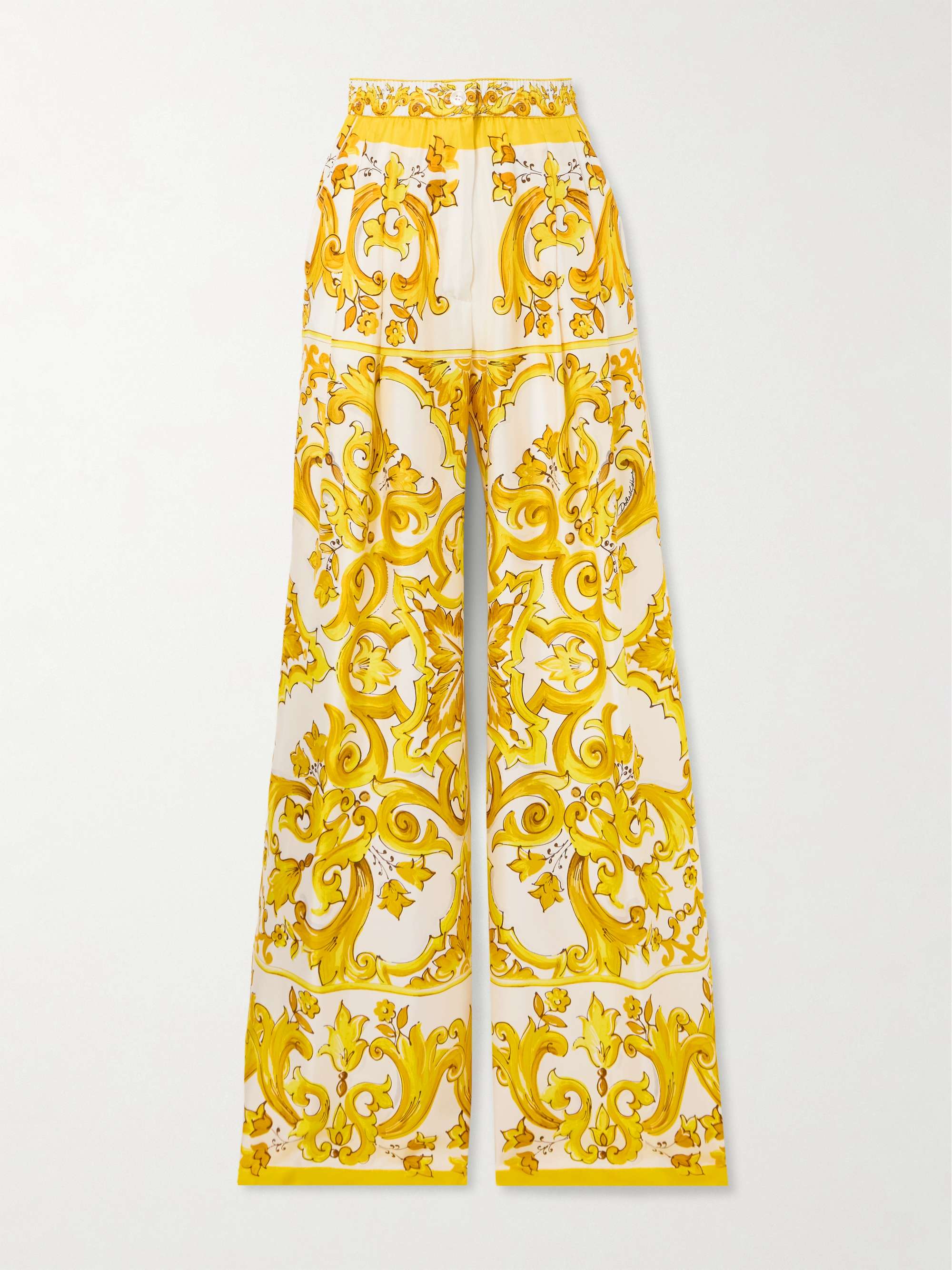 Maiolica printed silk-twill wide-leg pants view