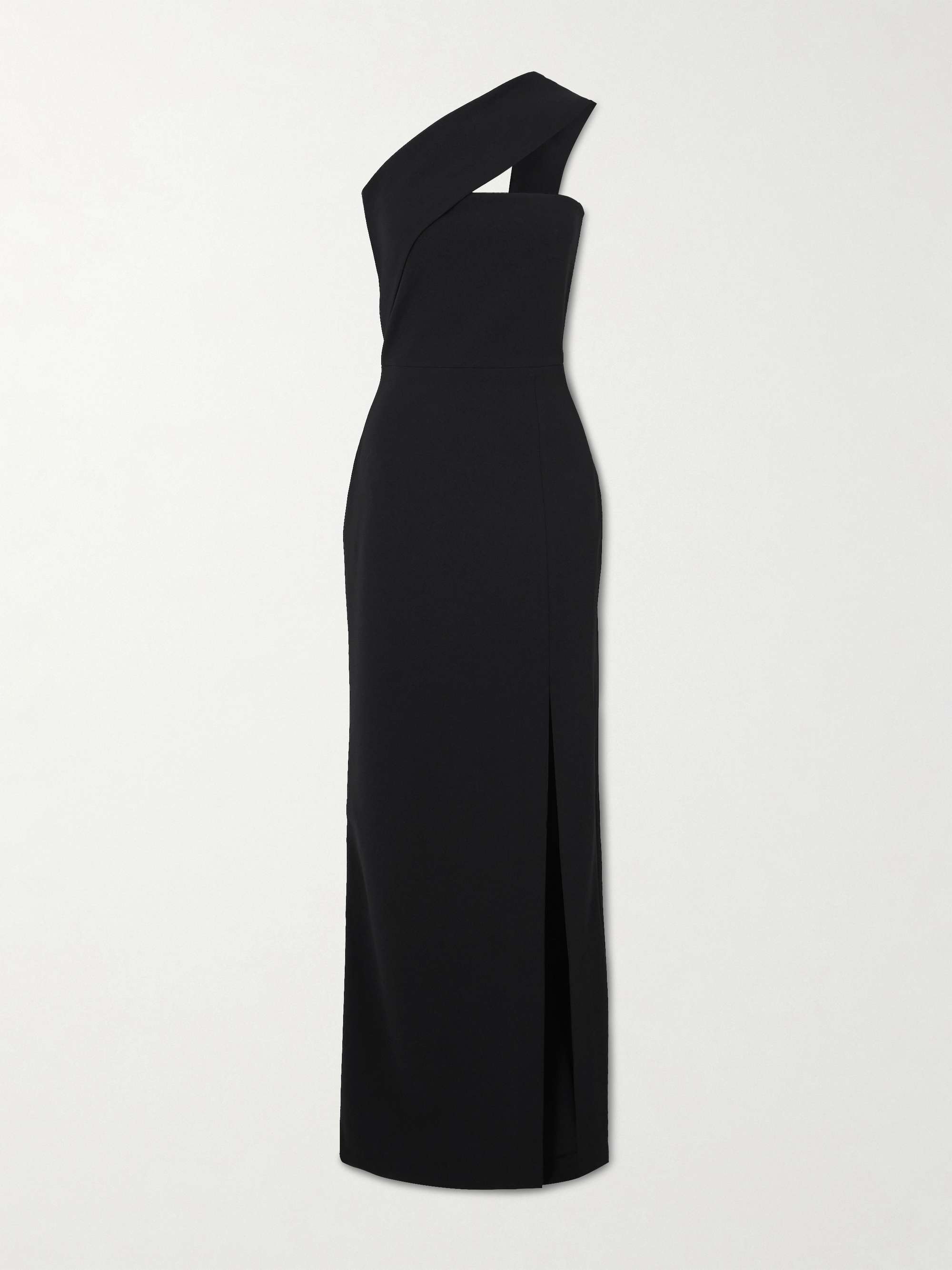 One-shoulder crepe gown view