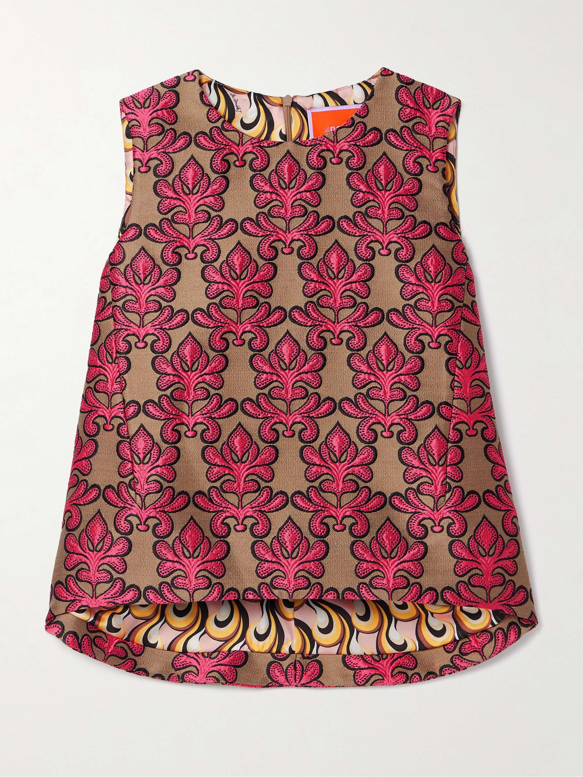 La Scala asymmetric cotton-blend jacquard top view