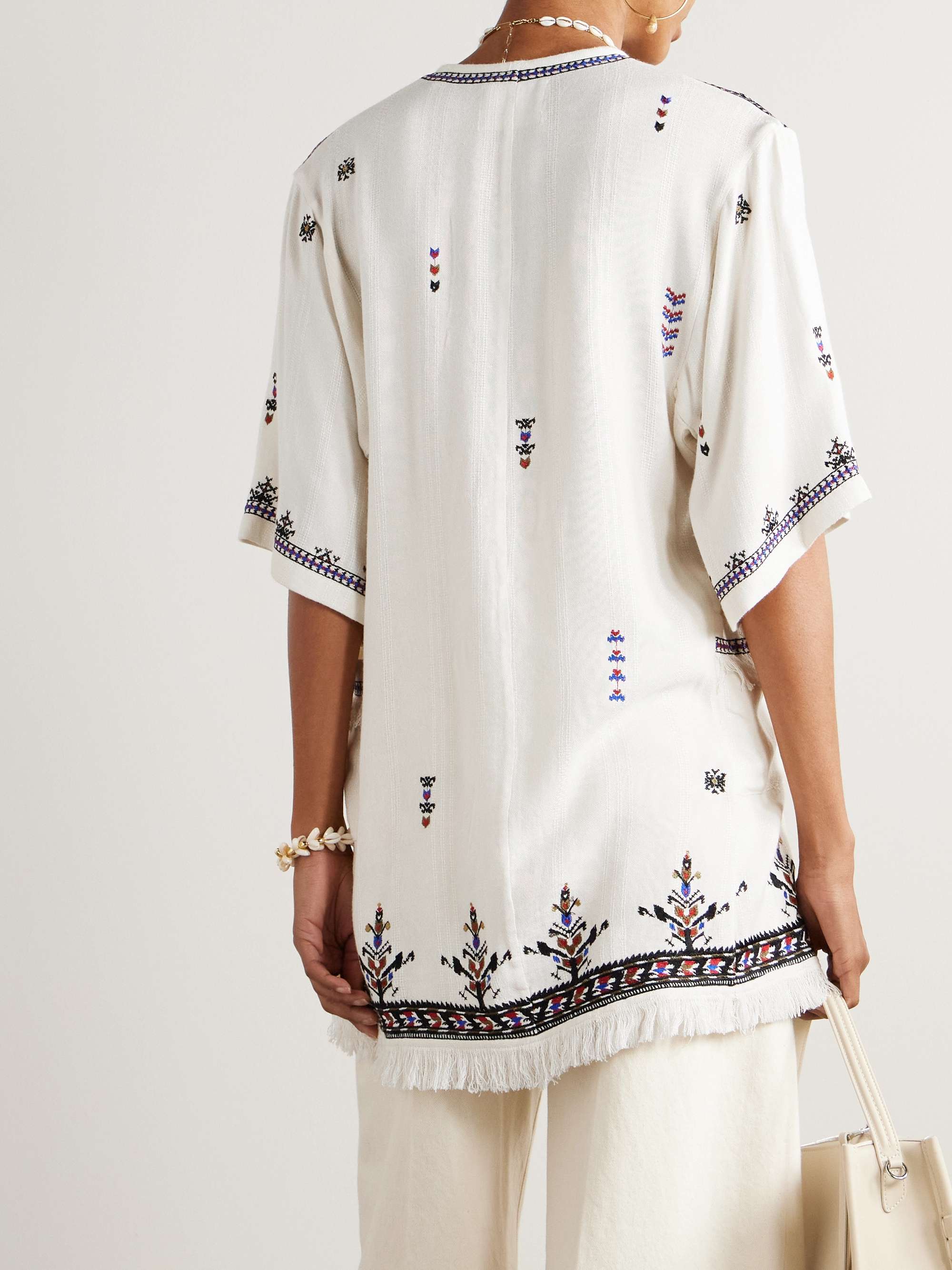 Kressy embellished embroidered woven tunic view