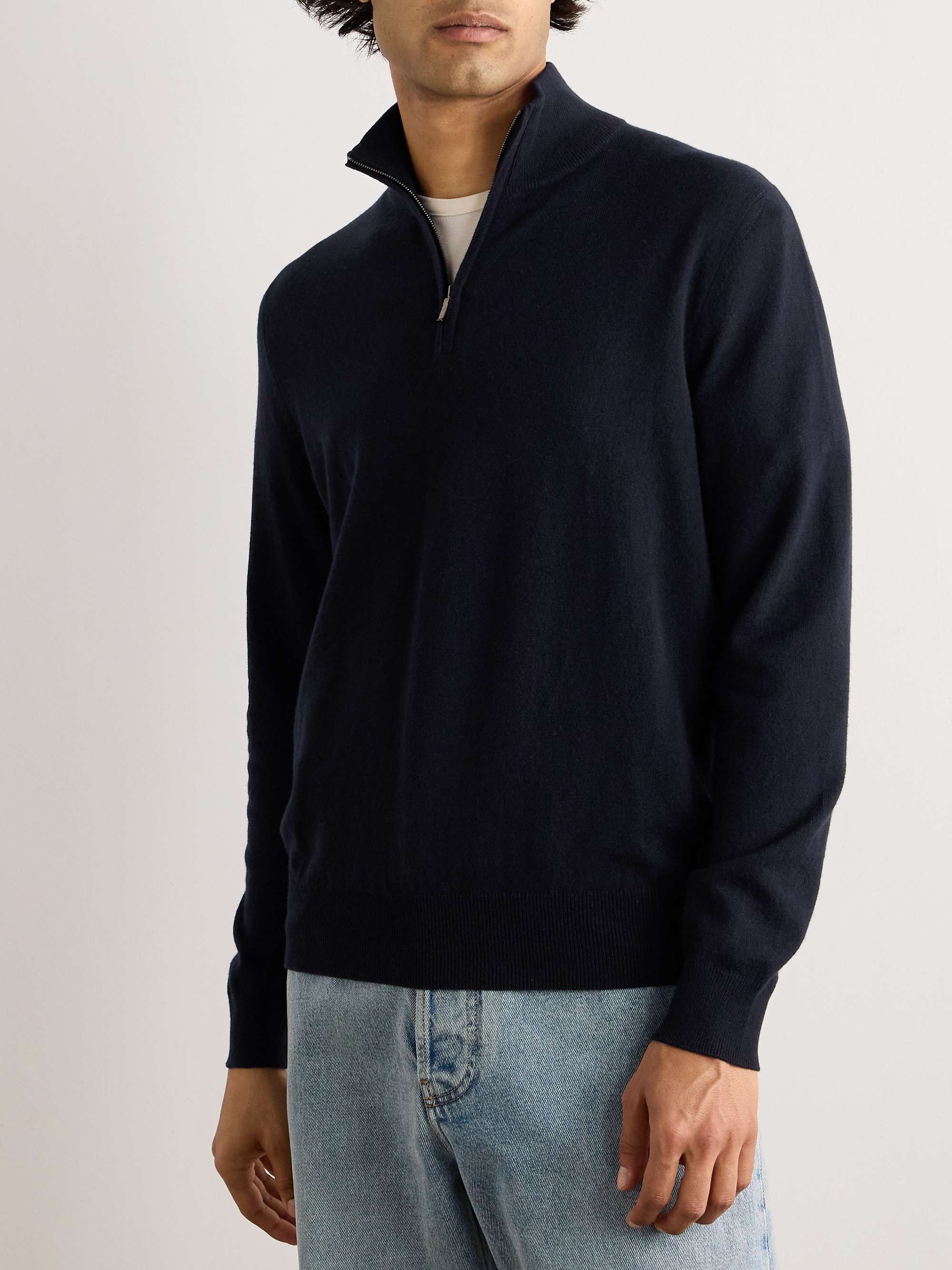 Slim-Fit Baby Cashmere Half-Zip Sweater view