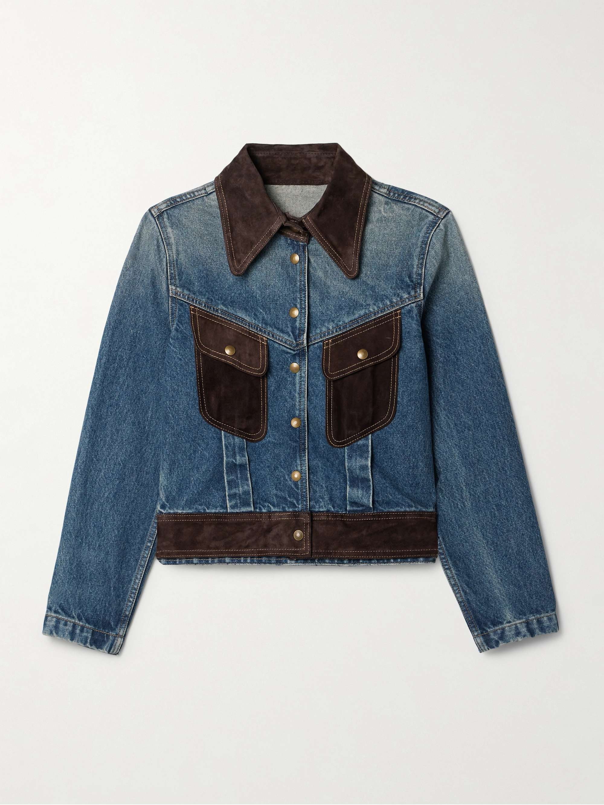 Brooklyn suede-paneled denim jacket view