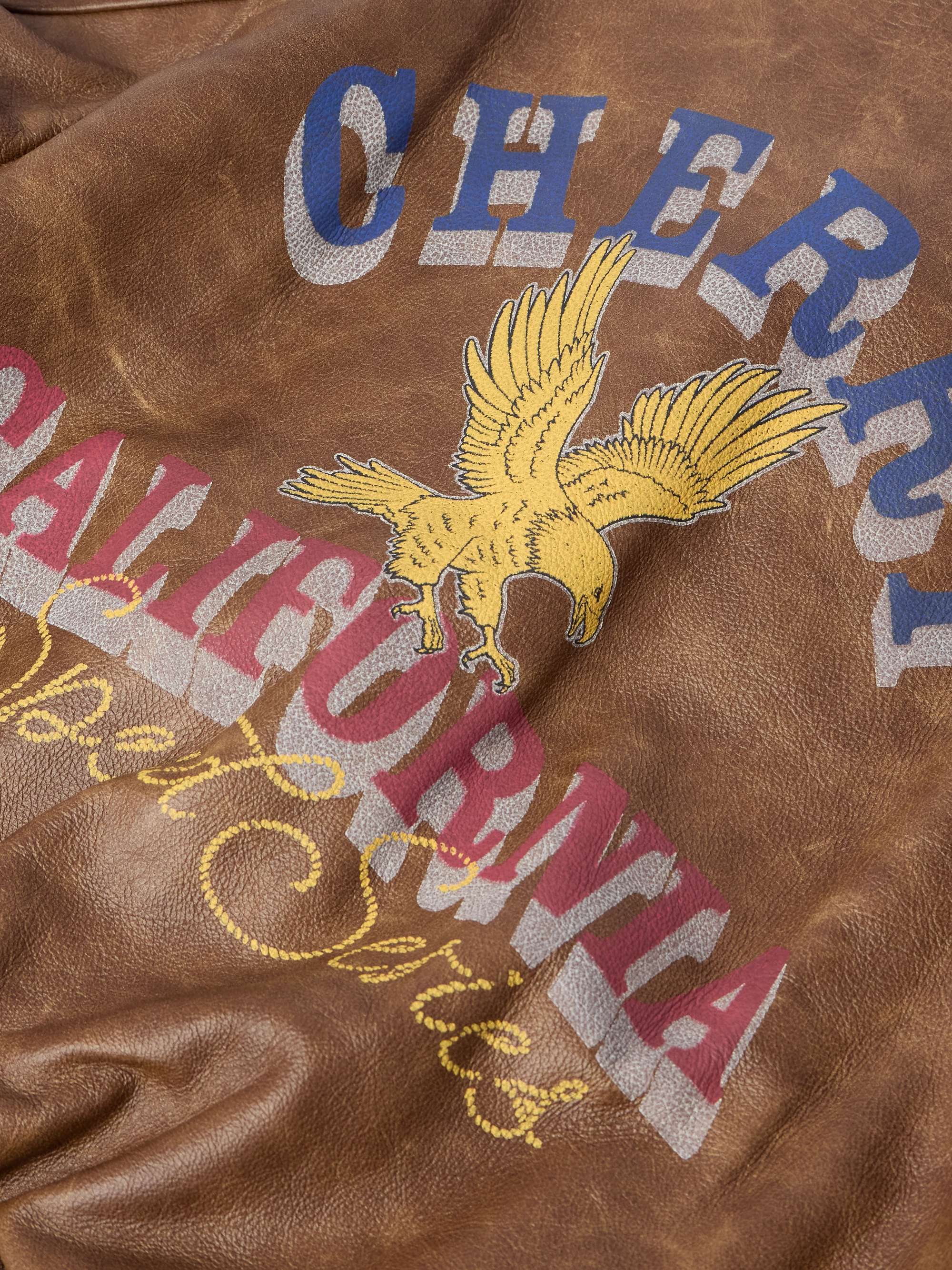 Oversized Logo-Print Leather Bomber Jacket view
