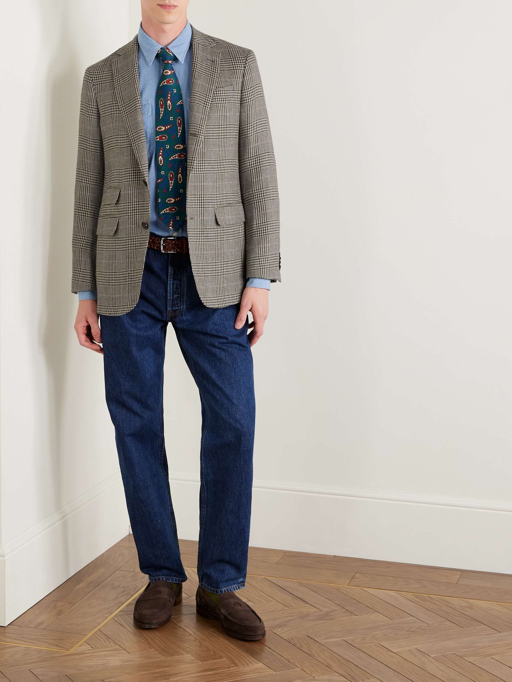Virgil No.2 Slim-Fit Prince of Wales Checked Wool and Linen-Blend Hopsack Blazer view