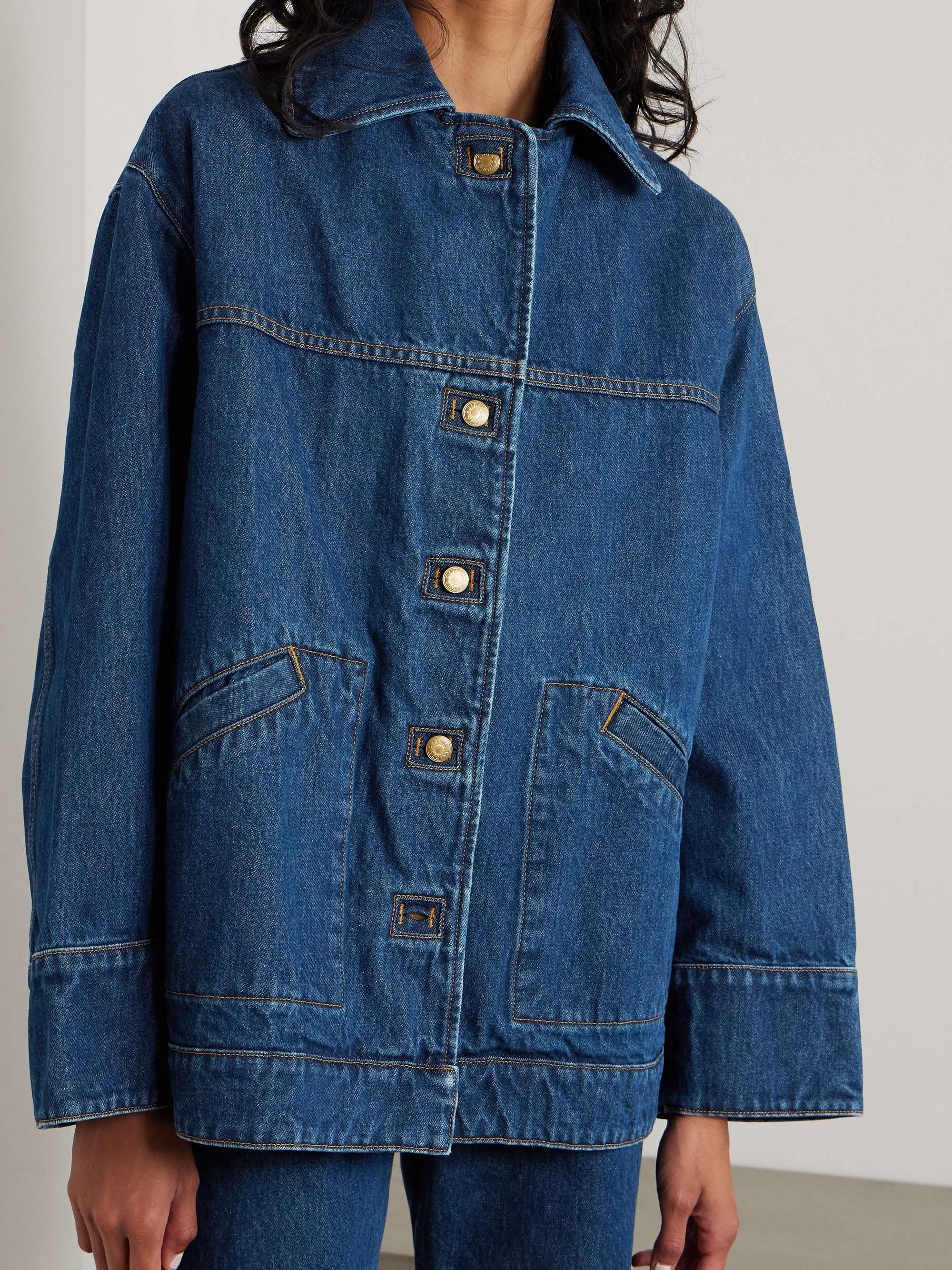 Stadium faux fur-trimmed denim jacket view