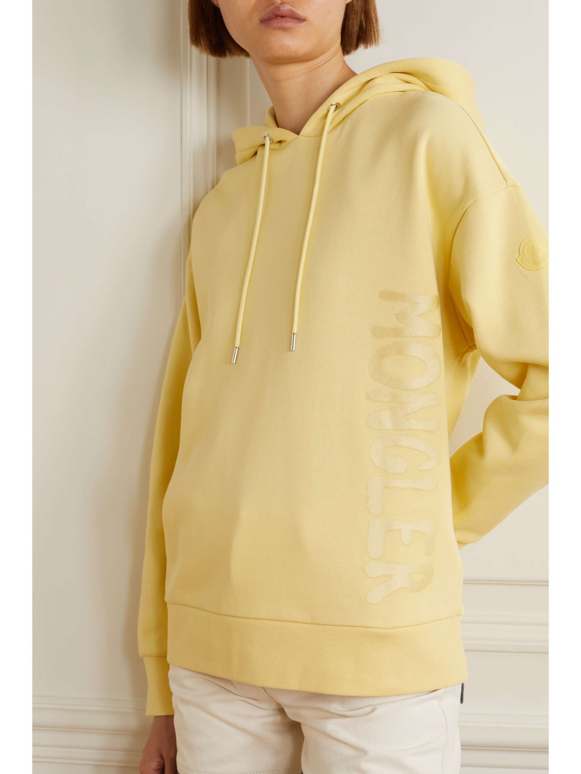 Printed cotton-blend jersey hoodie view