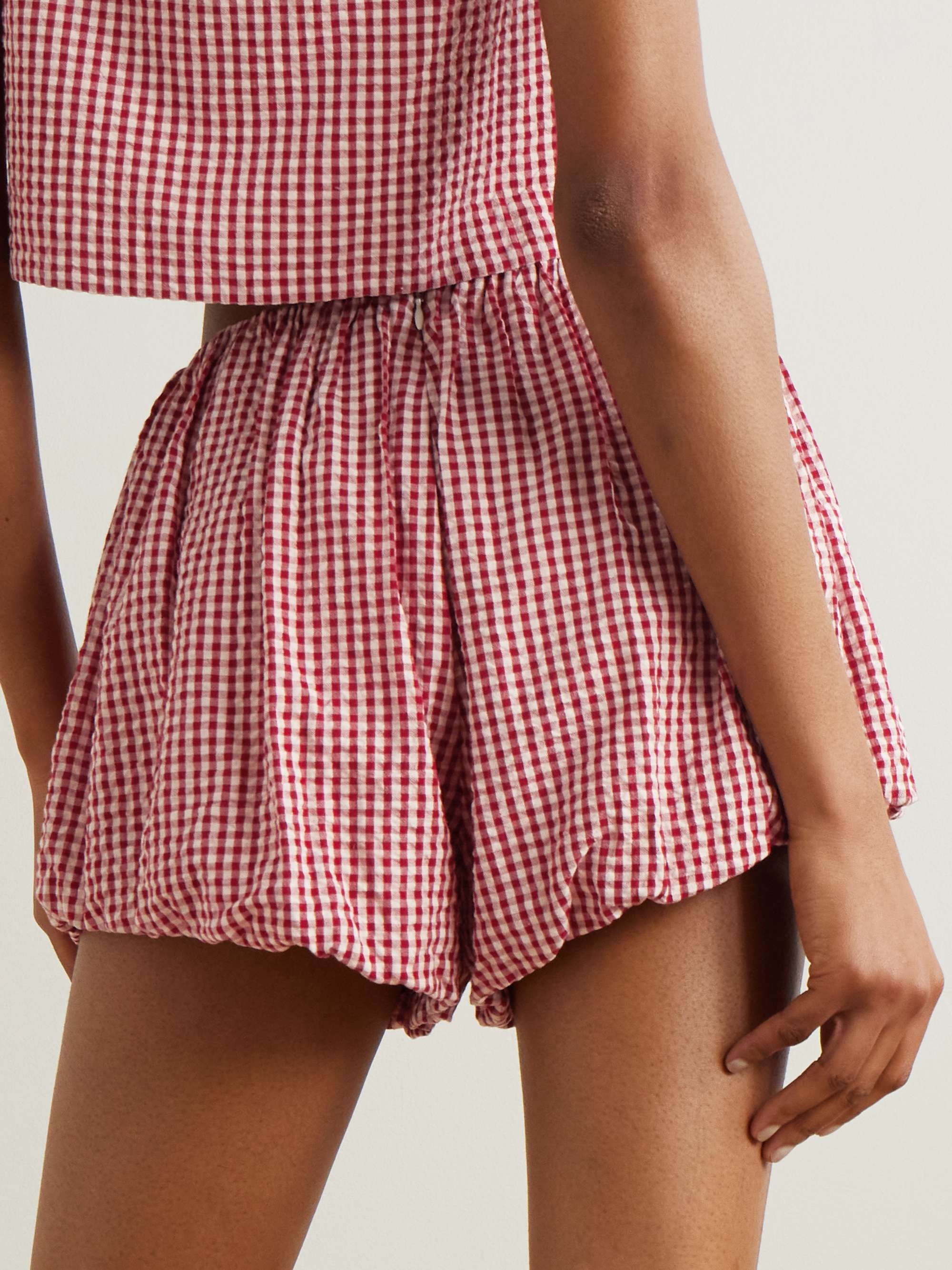 Aurelia gingham linen-seersucker shorts view