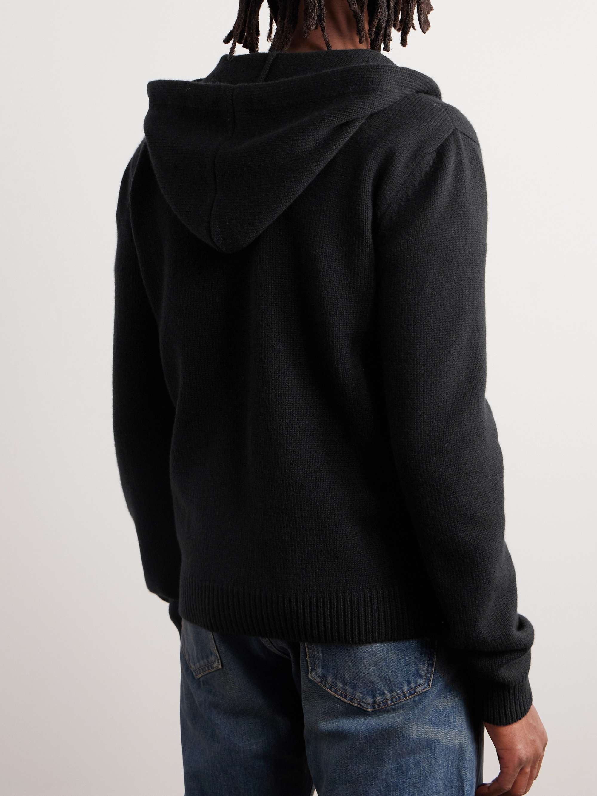 Logo-Embroidered Knitted Wool and Cashmere-Blend Hoodie view