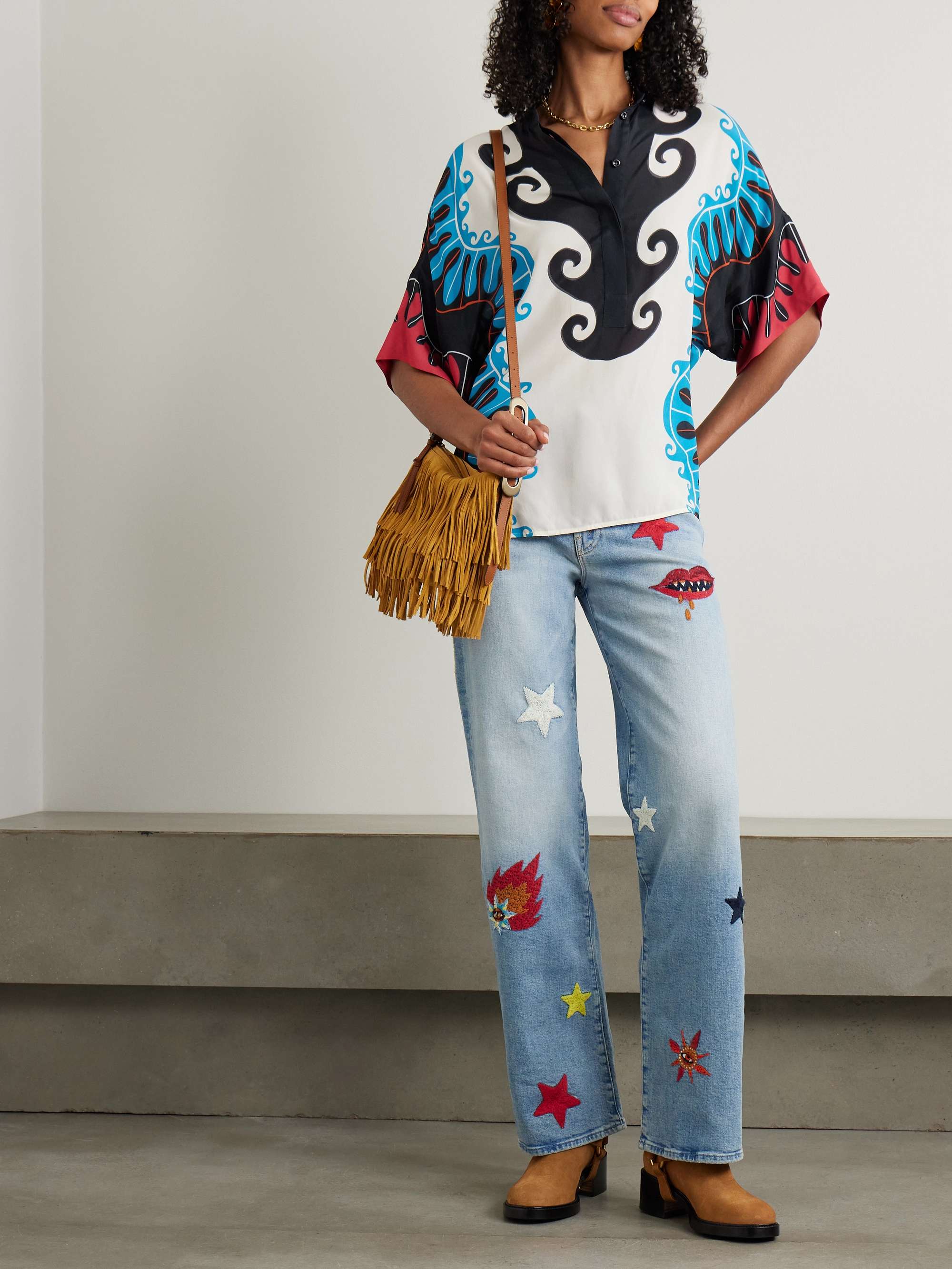 + MOTHER Estelle printed crepe blouse view