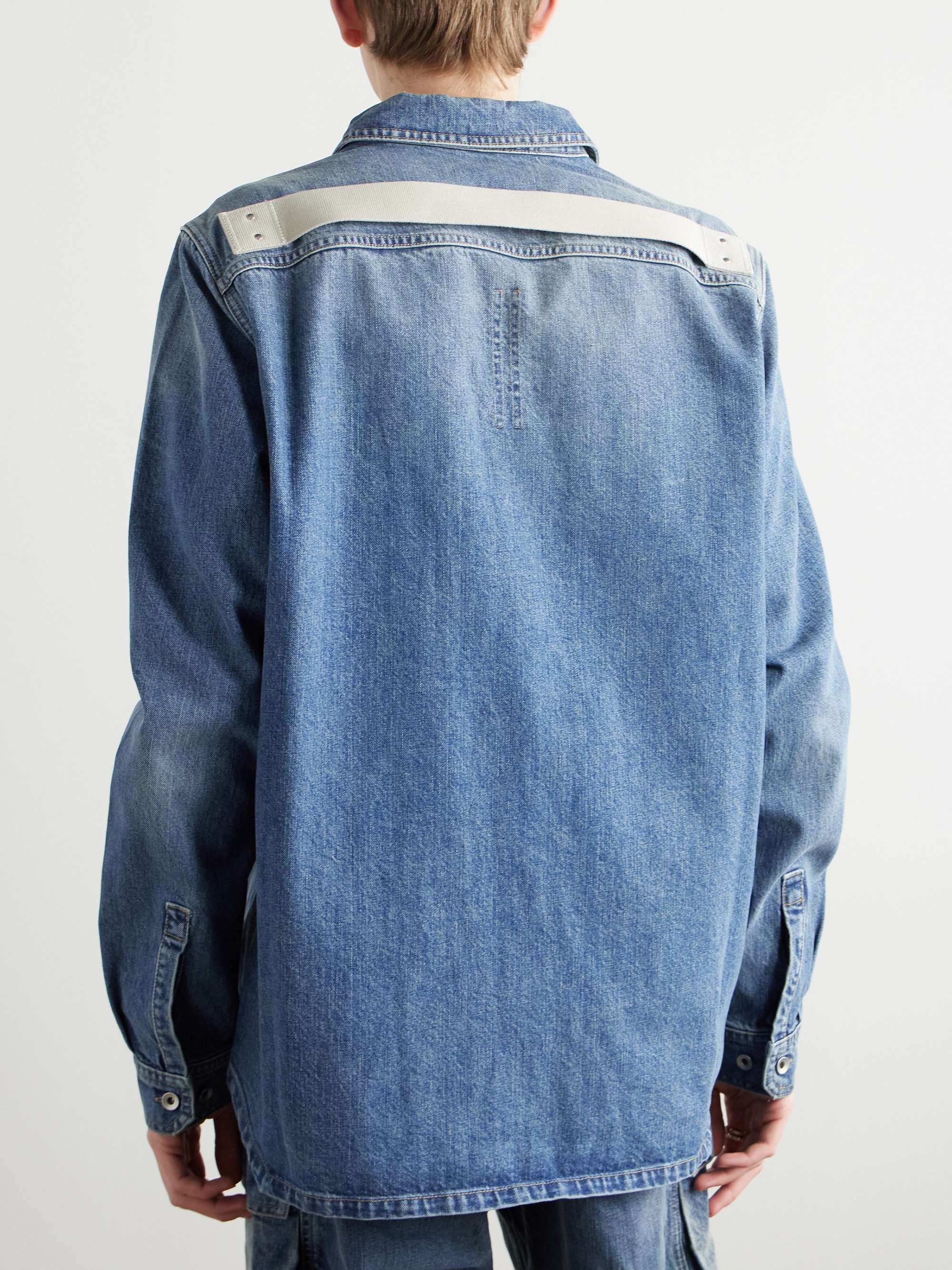 Webbing-Trimmed Denim Overshirt view