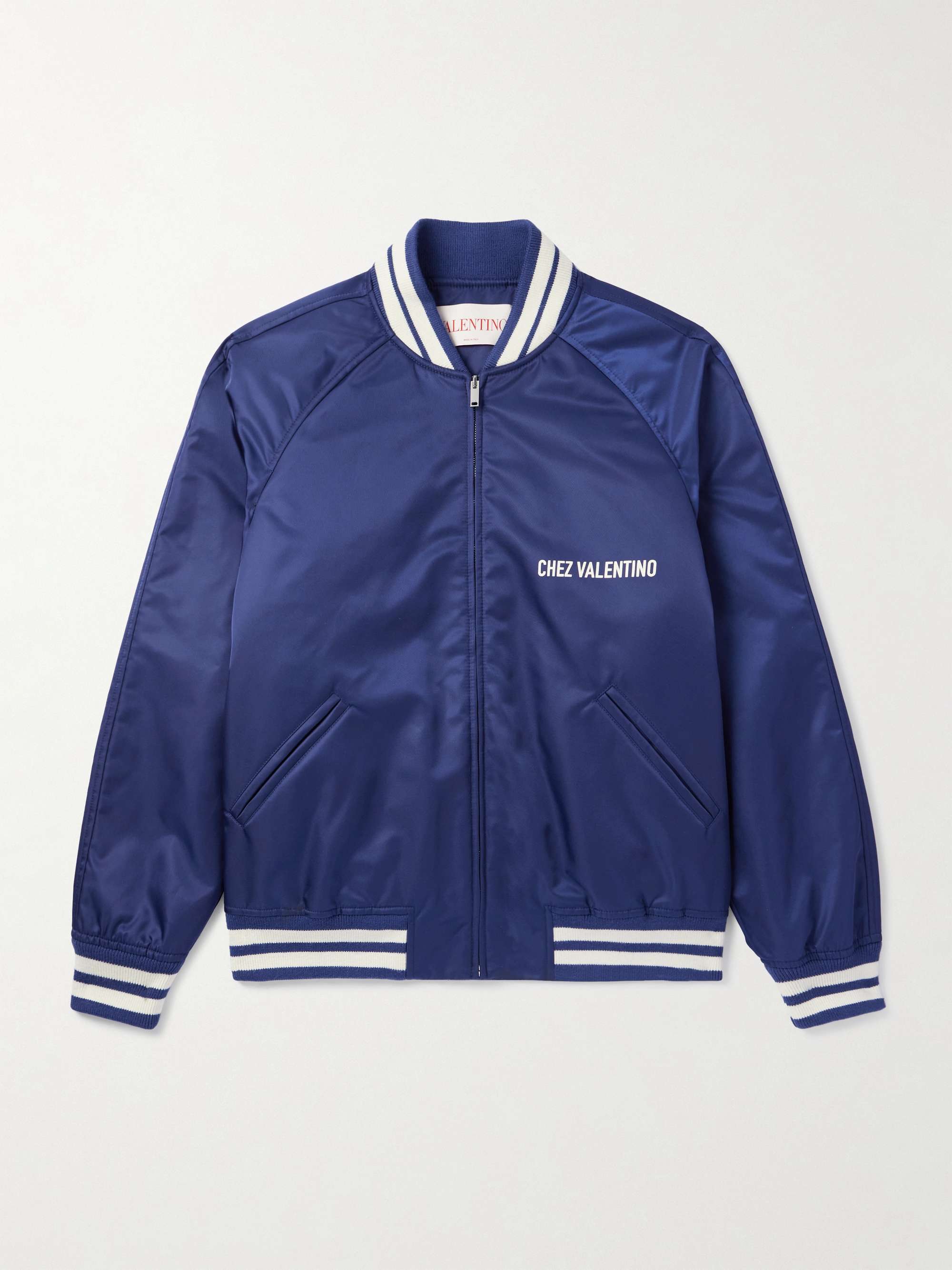 Striped Logo-Print Padded Shell Bomber Jacket view