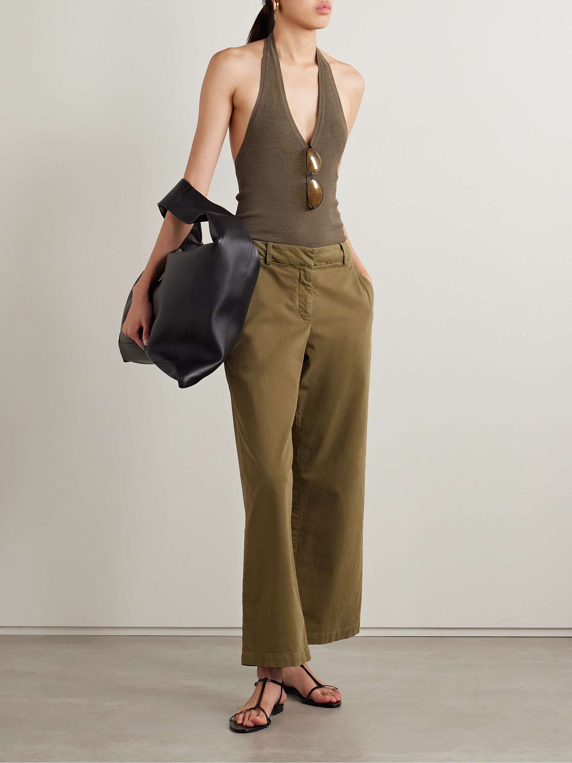 Ivey ribbed silk-jersey halterneck top view