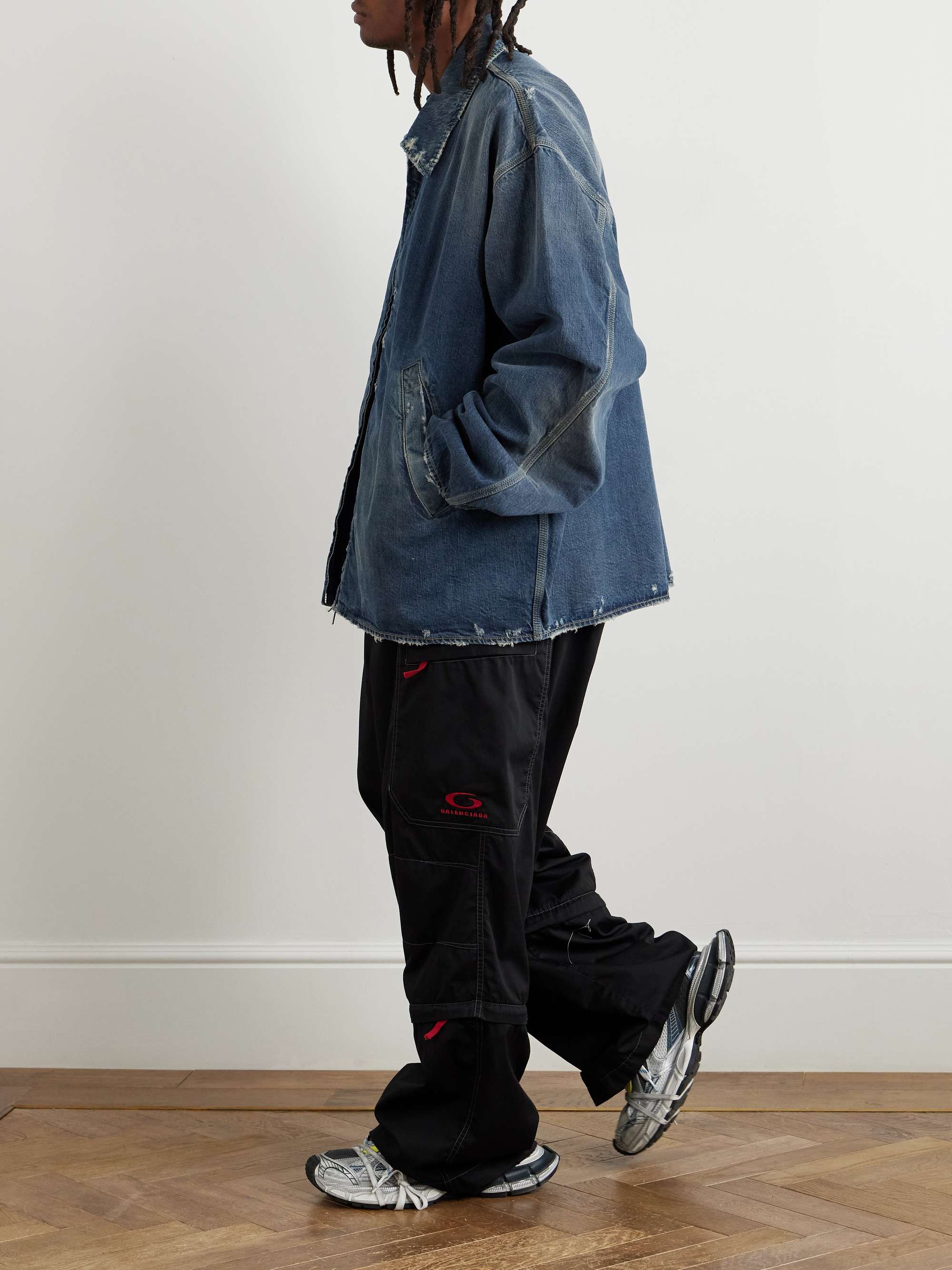 Oversized Distressed Denim Jacket view