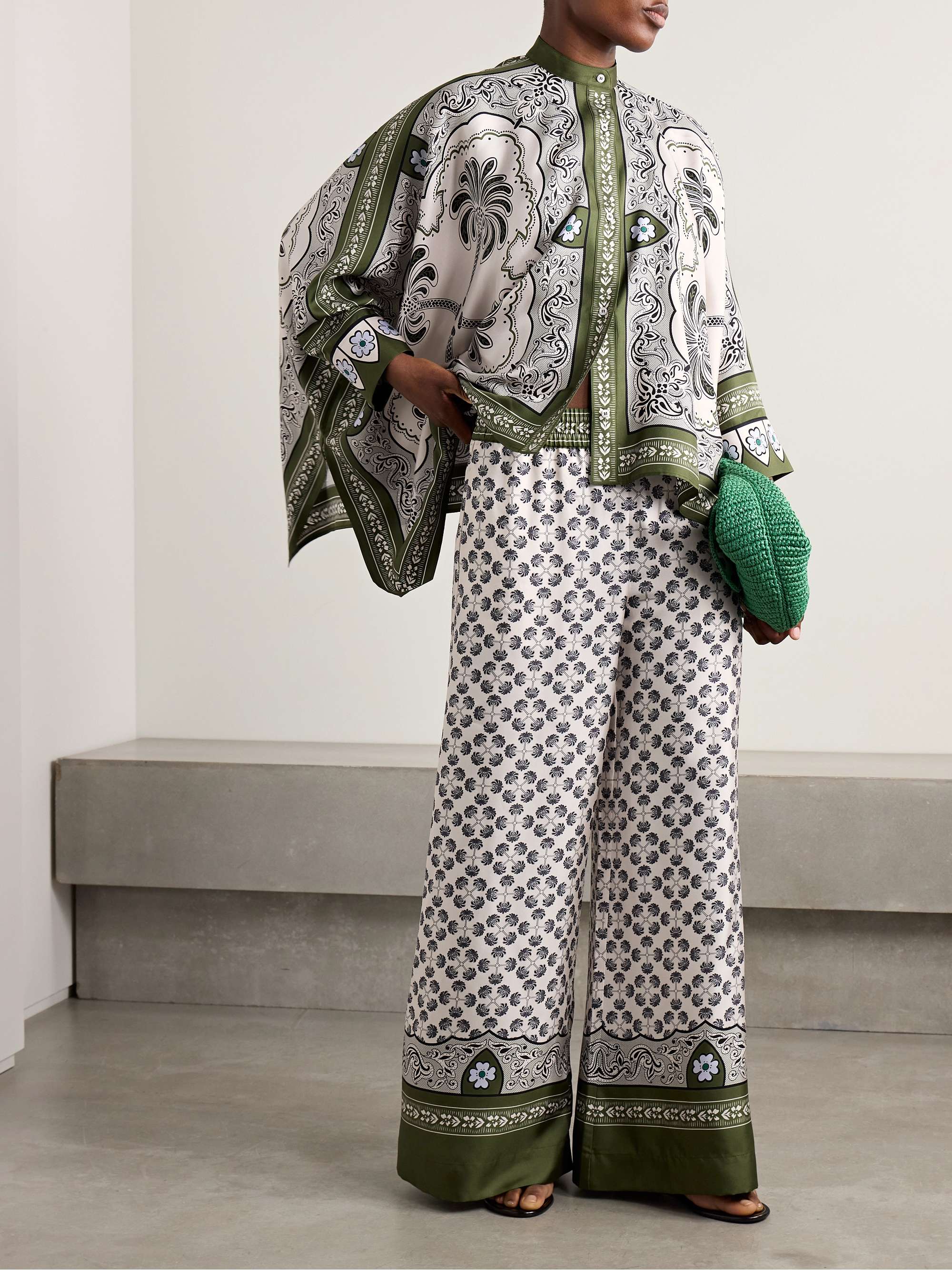 Foulard printed silk-twill shirt view