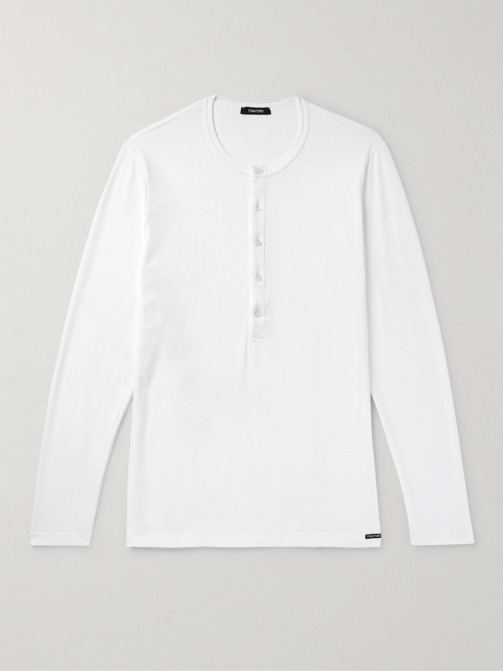 Stretch-Cotton Jersey Henley Pyjama T-Shirt view