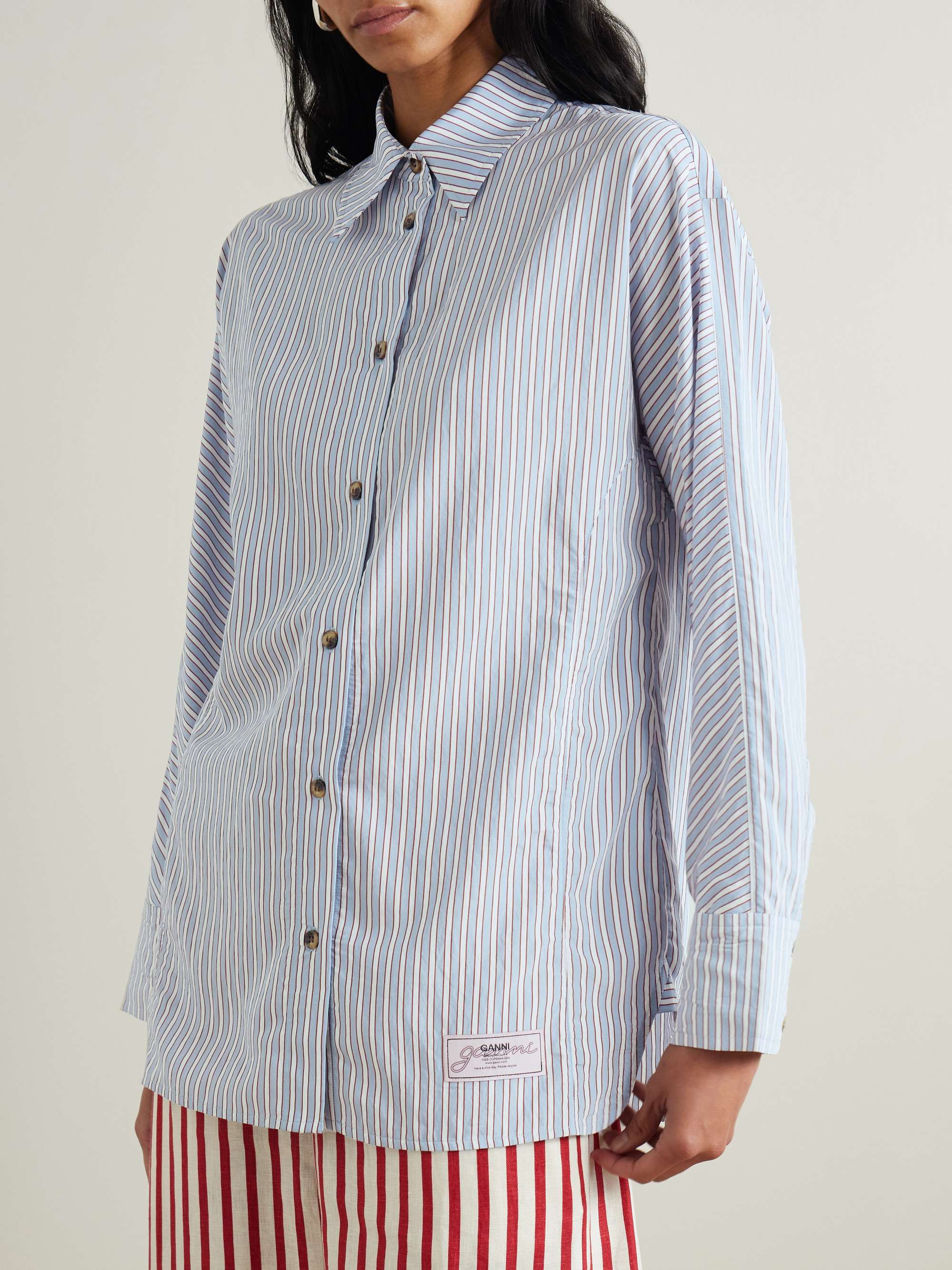 Striped poplin shirt view