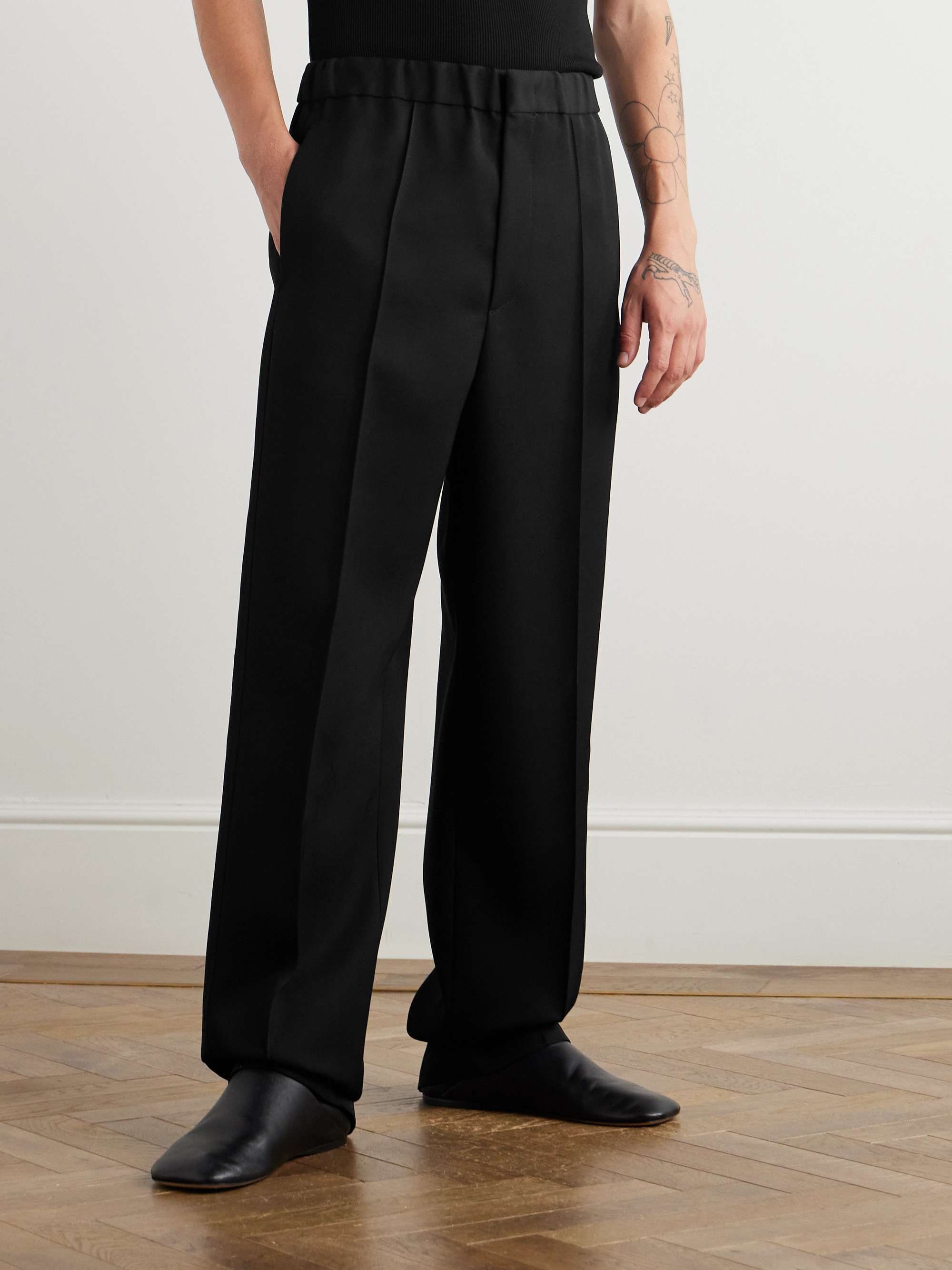 Wide-Leg Wool-Twill Trousers view
