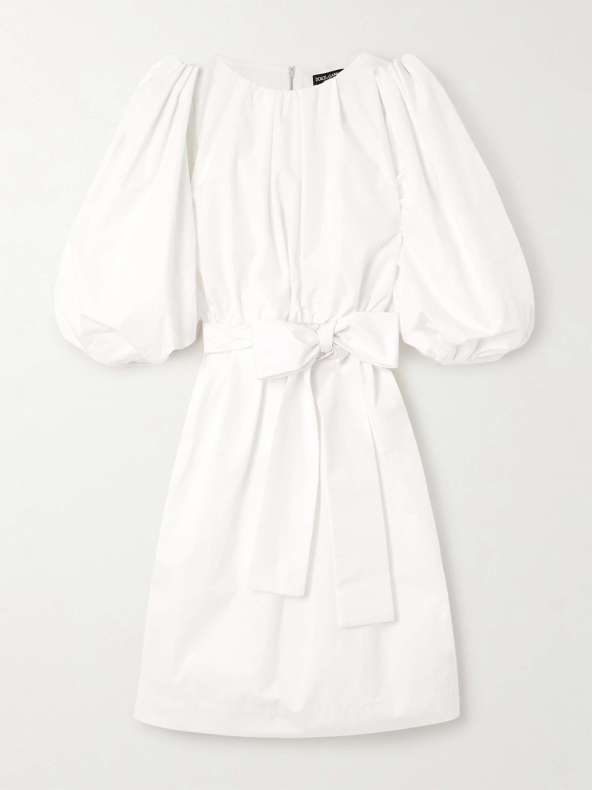 Belted pleated cotton-poplin midi dress view