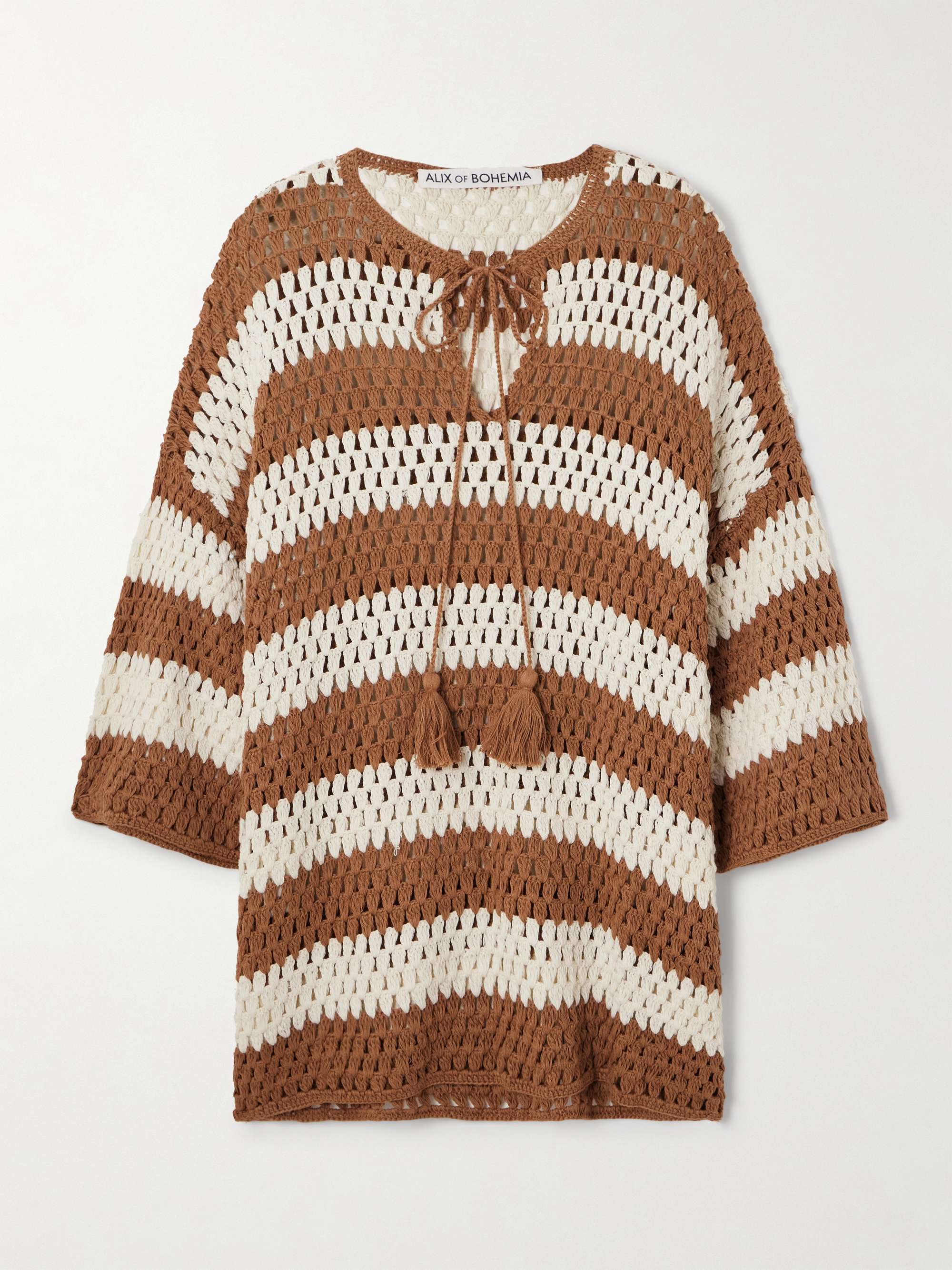 Nolan striped open-knit cotton sweater view