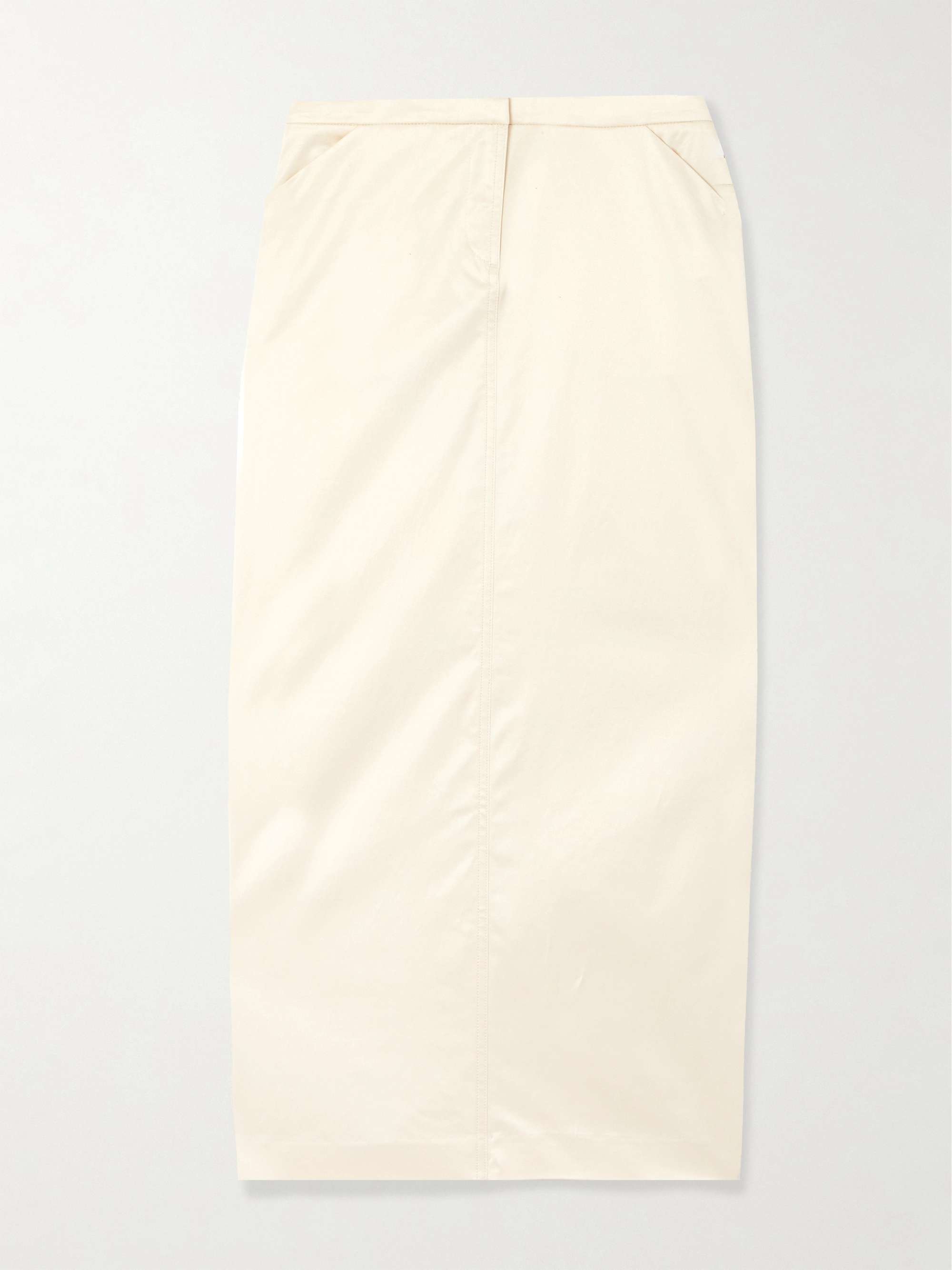Organic cotton-blend satin midi skirt view