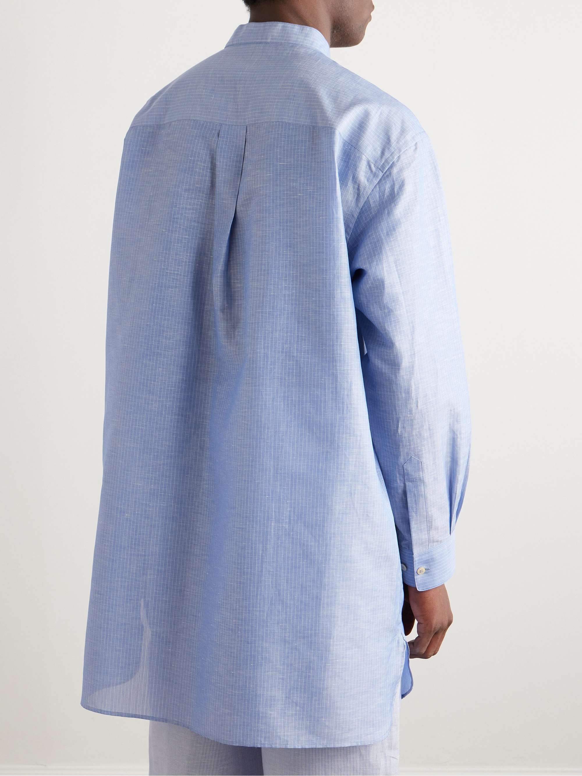 Suwako Grandad-Collar Striped Linen and Cotton-Blend Shirt view