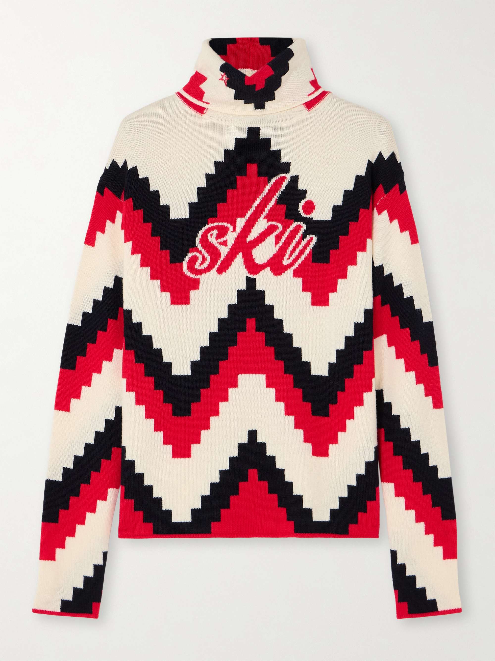 Intarsia merino wool turtleneck sweater view