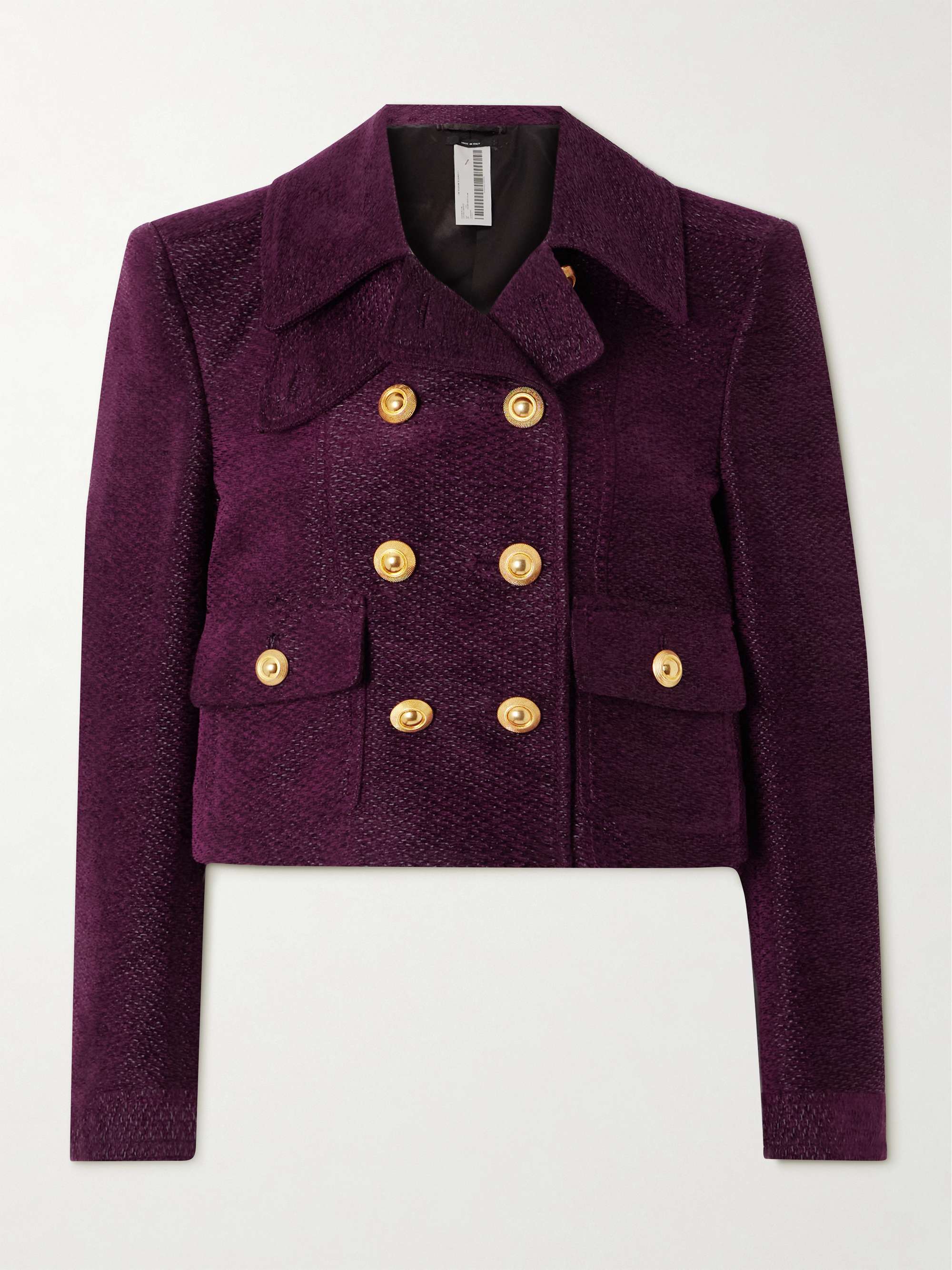Double-breasted metallic tweed jacket view