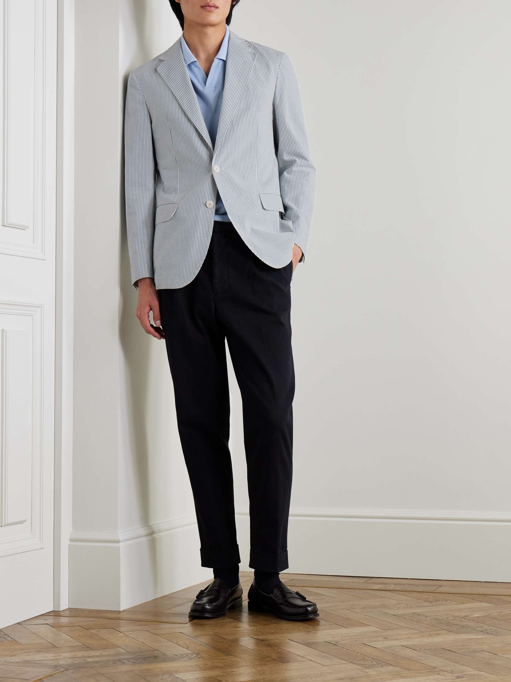 Striped Cotton-Seersucker Blazer view