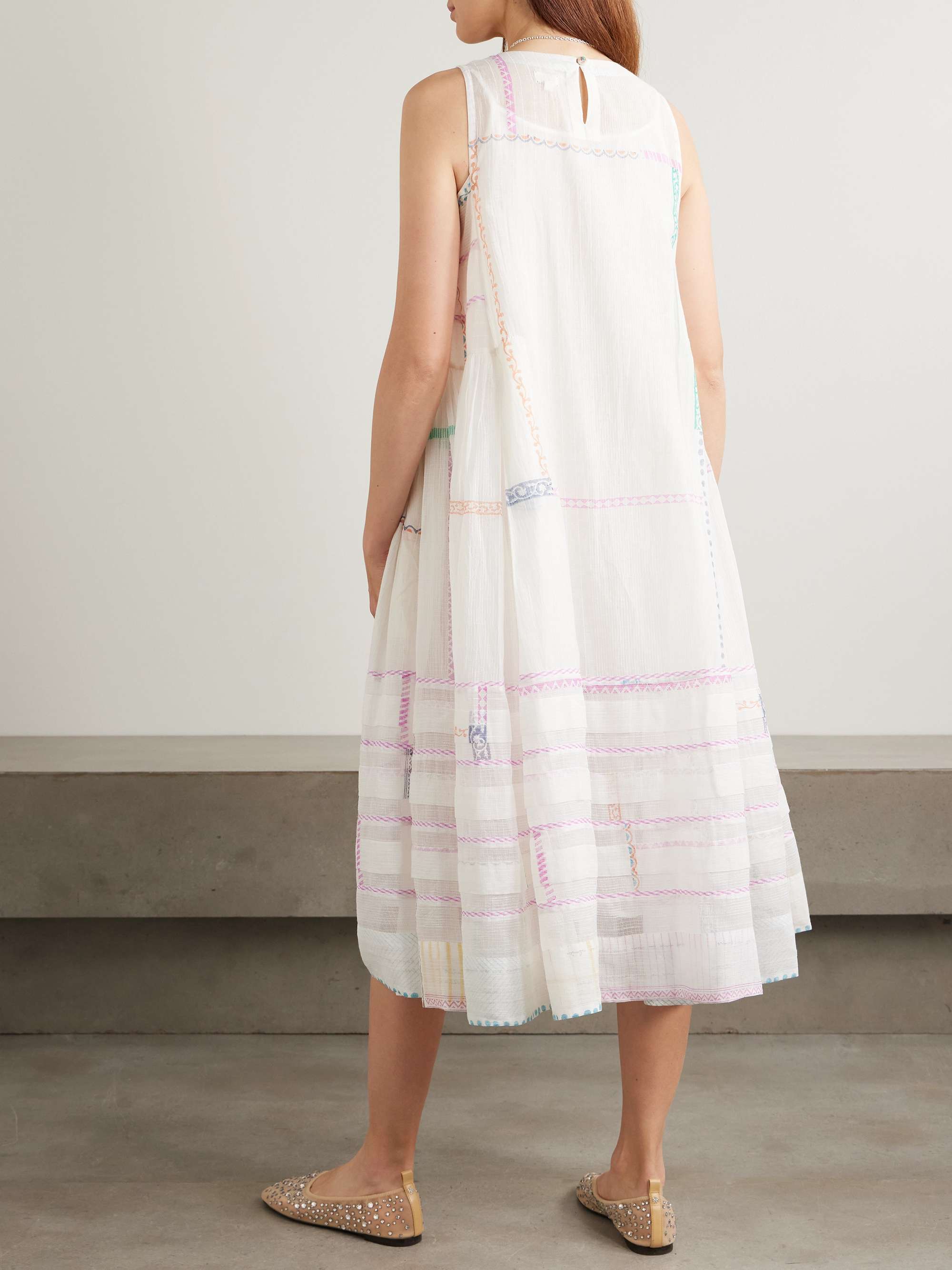 Fyodor Kota Doriya-paneled cotton and silk-blend voile midi dress view